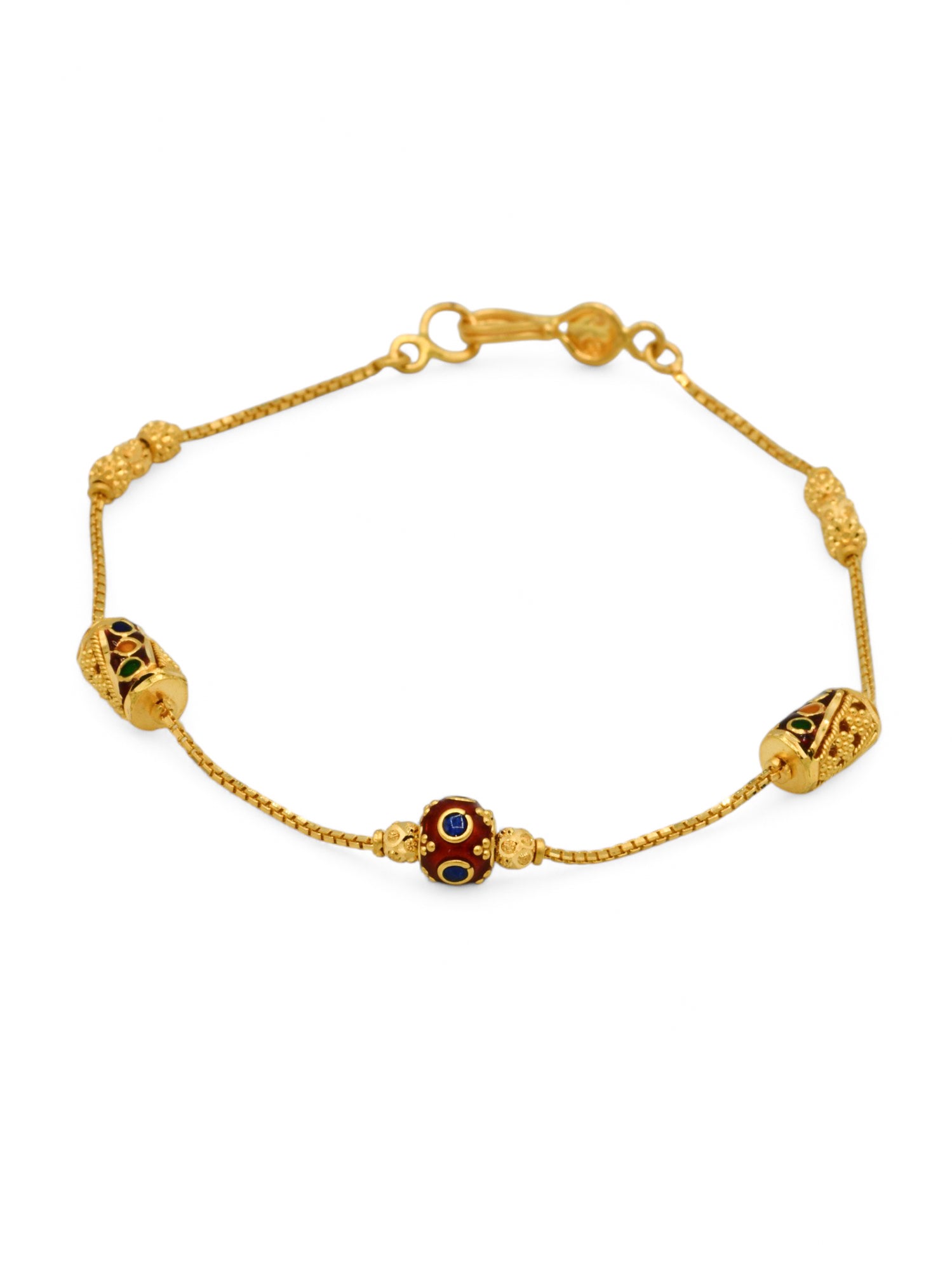 22ct Gold Minakari Ball Ladies Bracelet - Roop Darshan