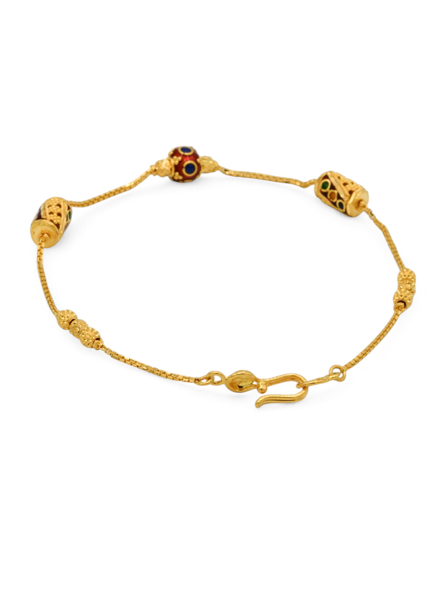 22ct Gold Minakari Ball Ladies Bracelet - Roop Darshan