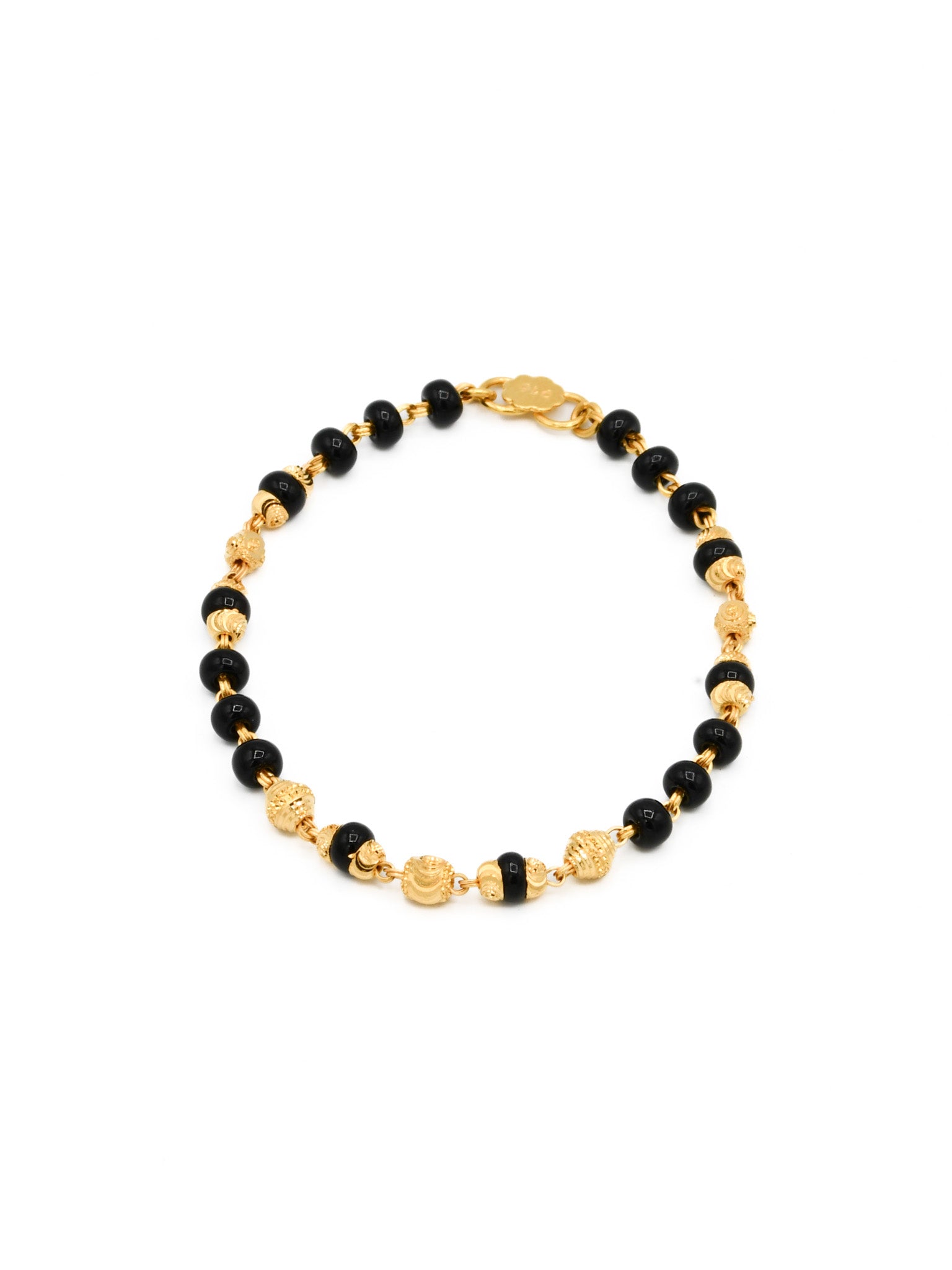22ct Gold Ball Black Beads Pair Baby Bracelet - Roop Darshan