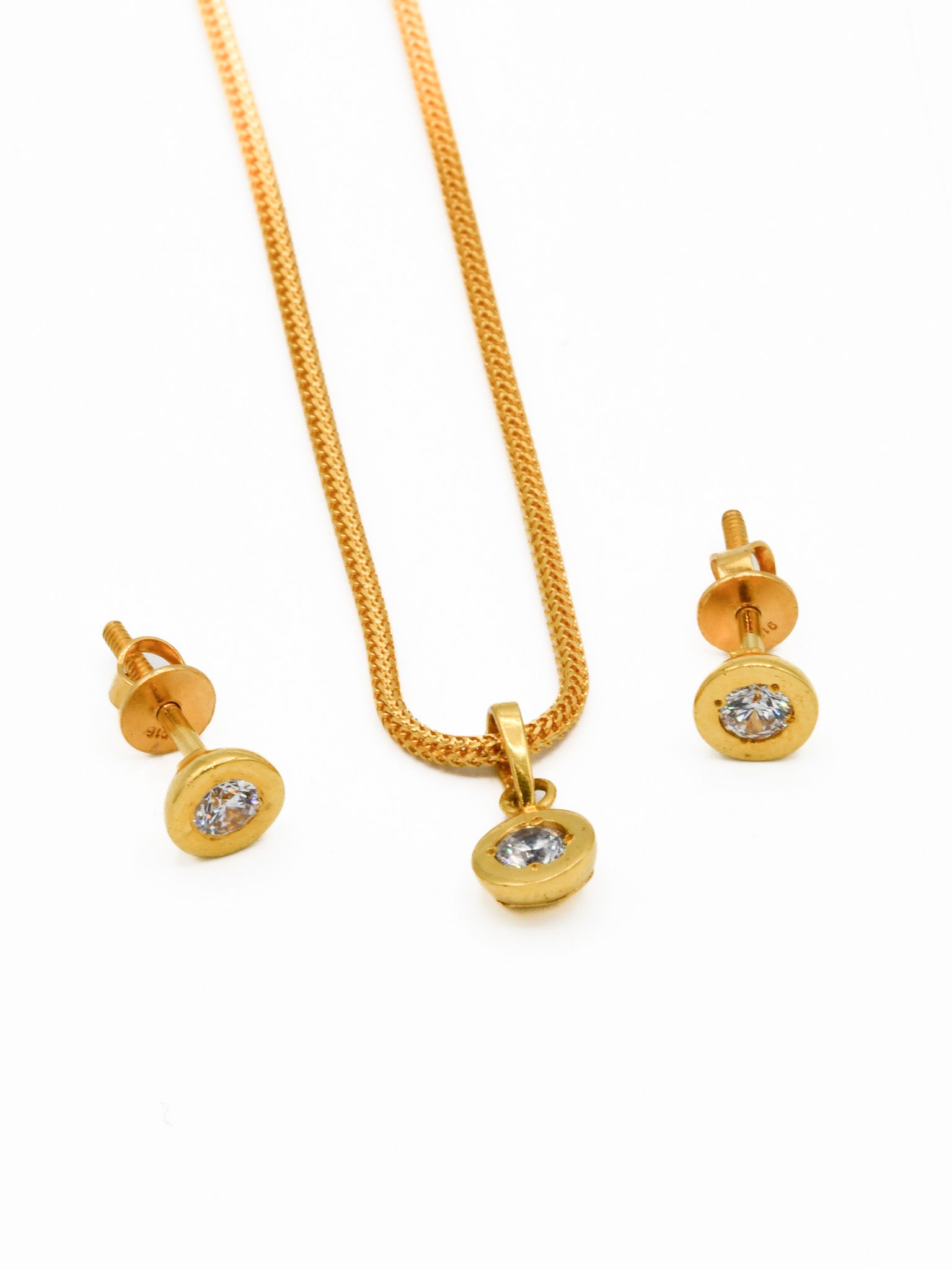 22ct Gold CZ Pendant Set - Roop Darshan