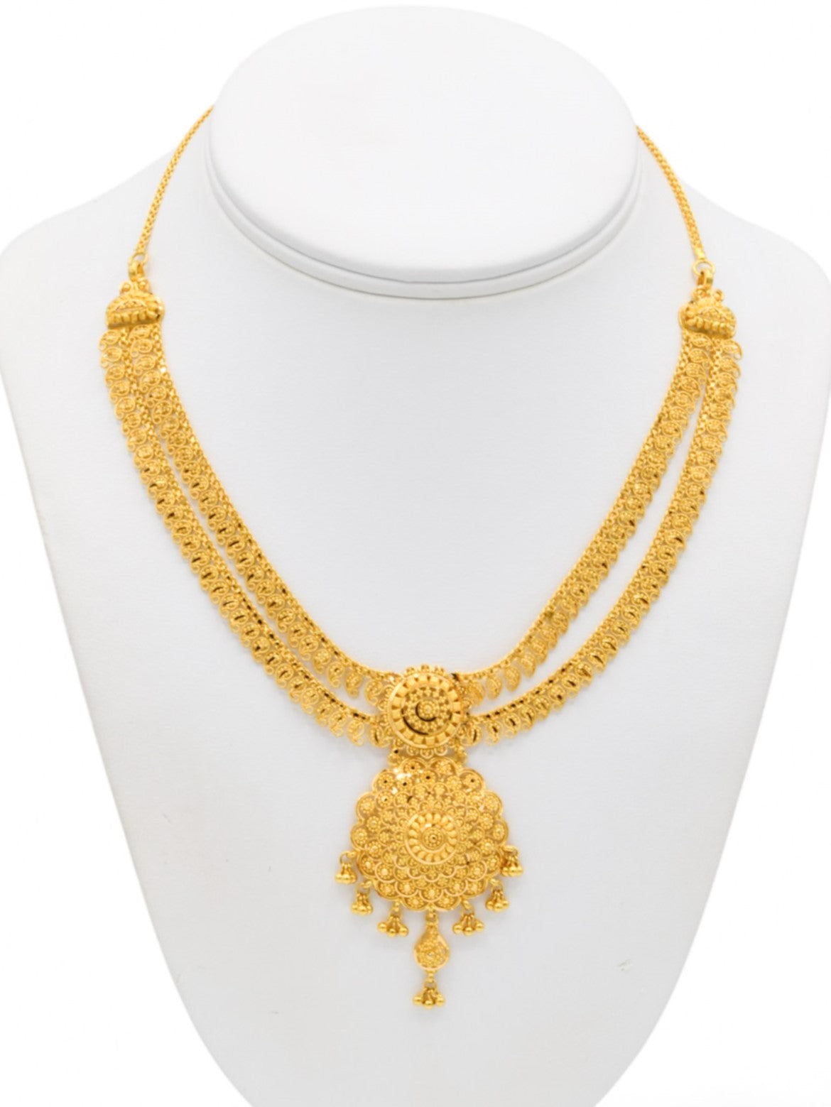 22ct Gold 2 Row Necklace Set - Roop Darshan