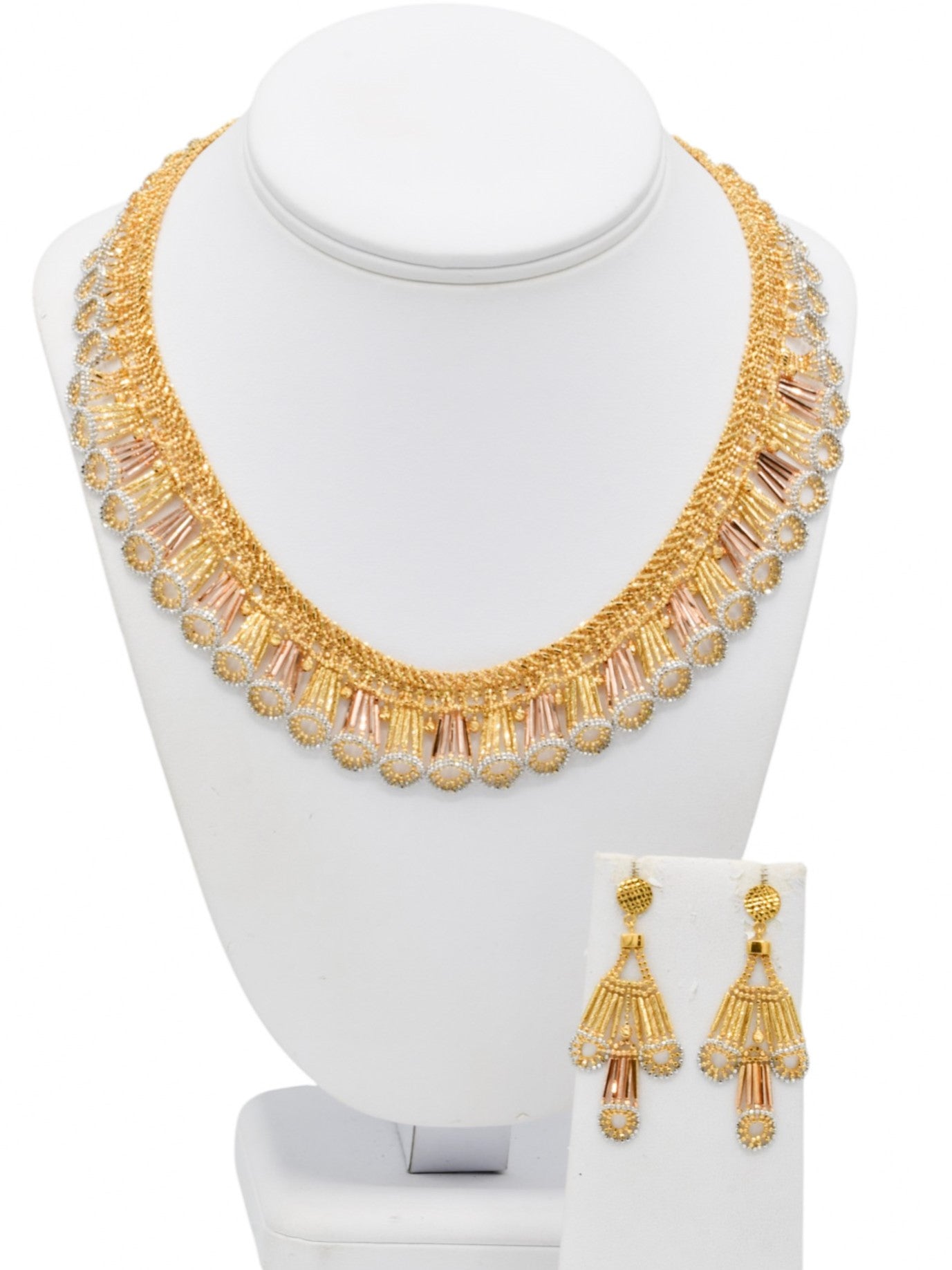 22ct Rose Gold Two Tone Necklace Set - Roop Darshan