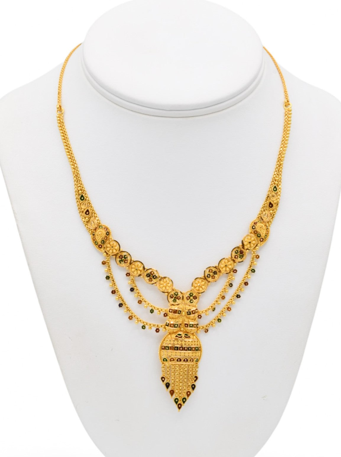 22ct Gold Minakari Necklace Set - Roop Darshan
