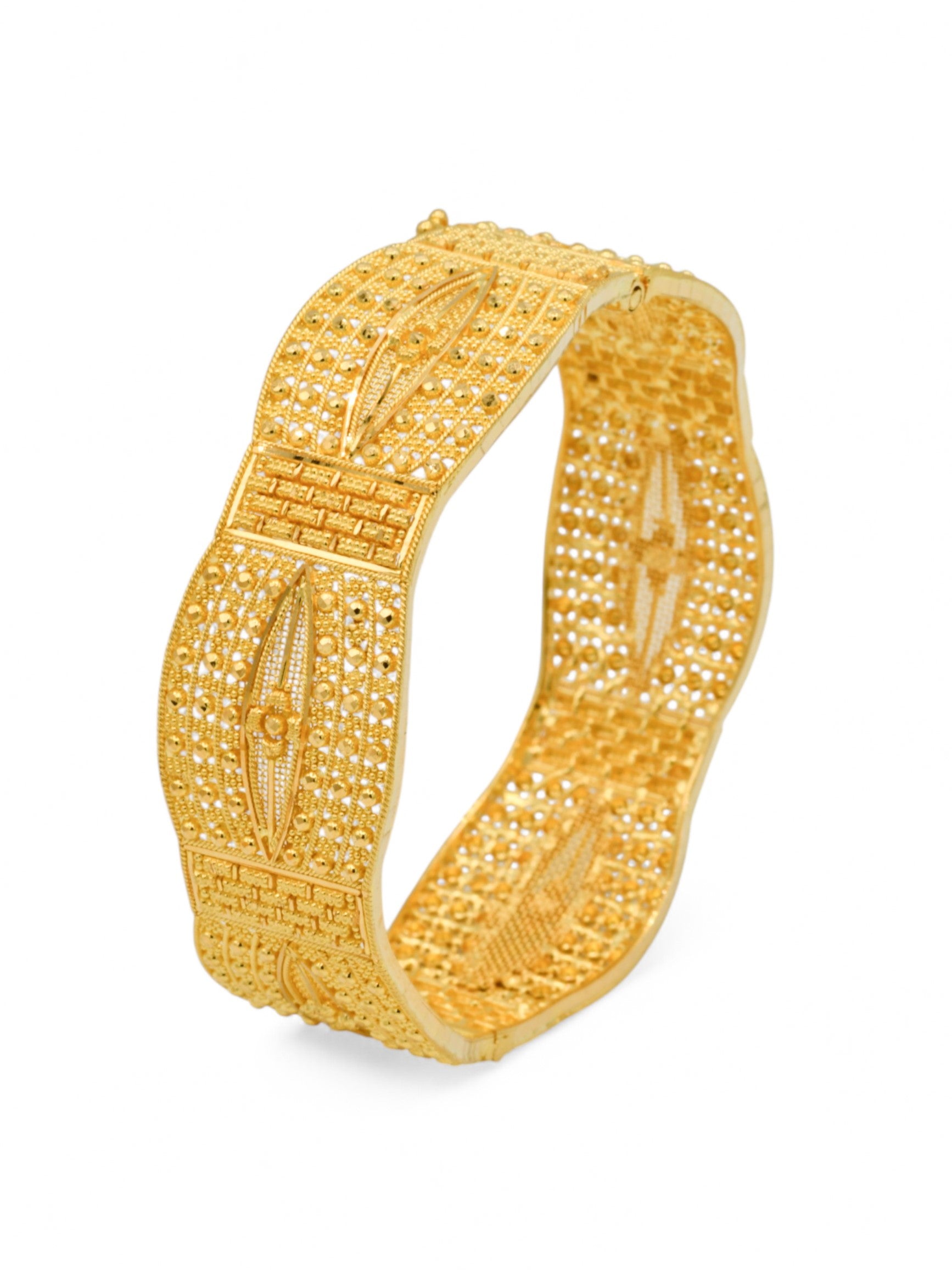 22ct Gold Filigree Patta Screw Pair Bangle
