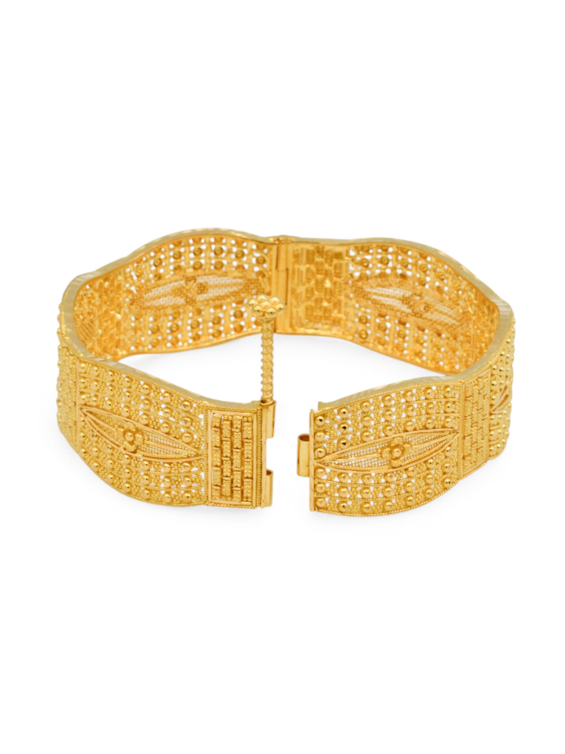 22ct Gold Filigree Patta Screw Pair Bangle