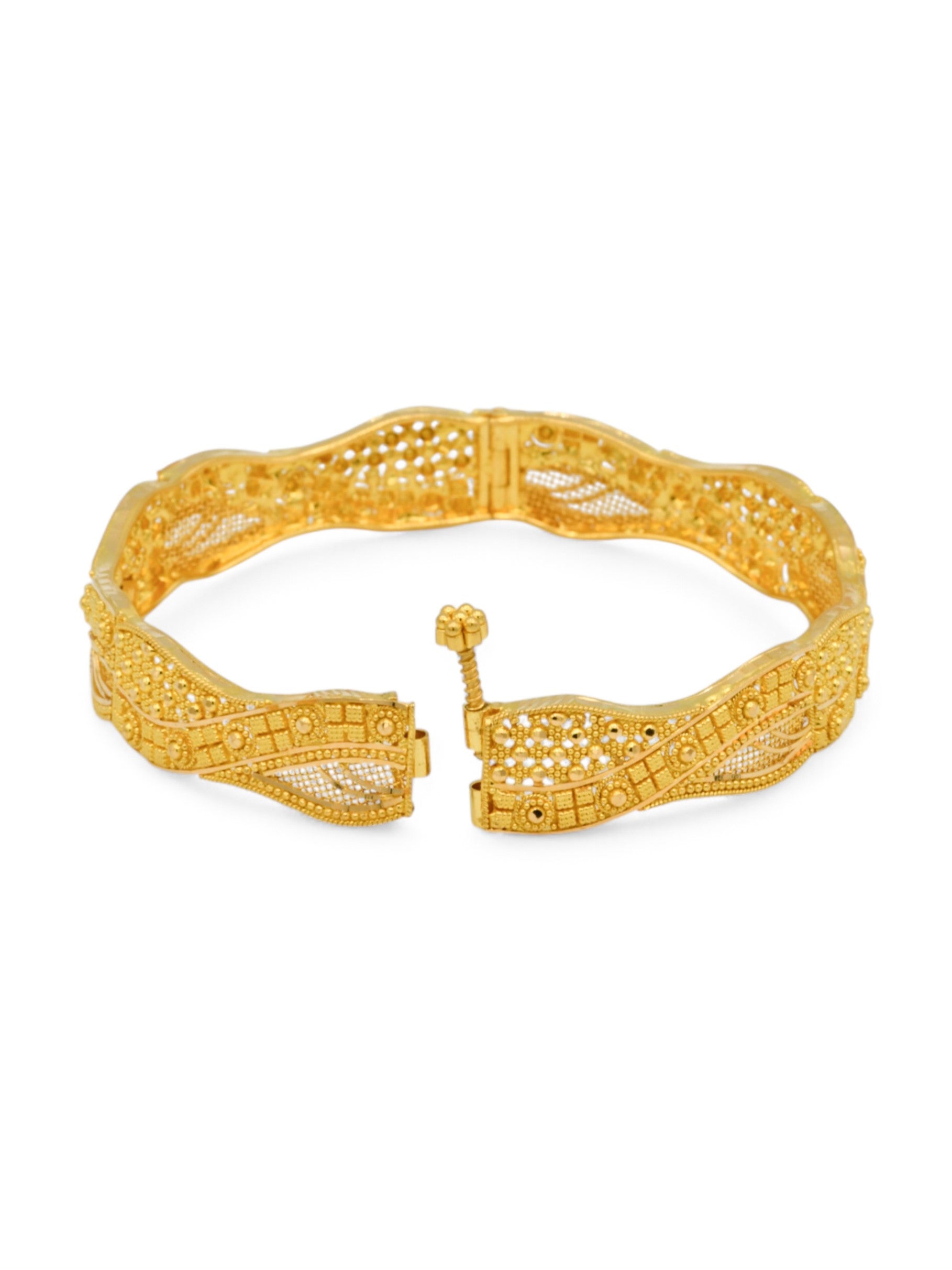 22ct Gold Filigree pair Screw Bangle - Roop Darshan