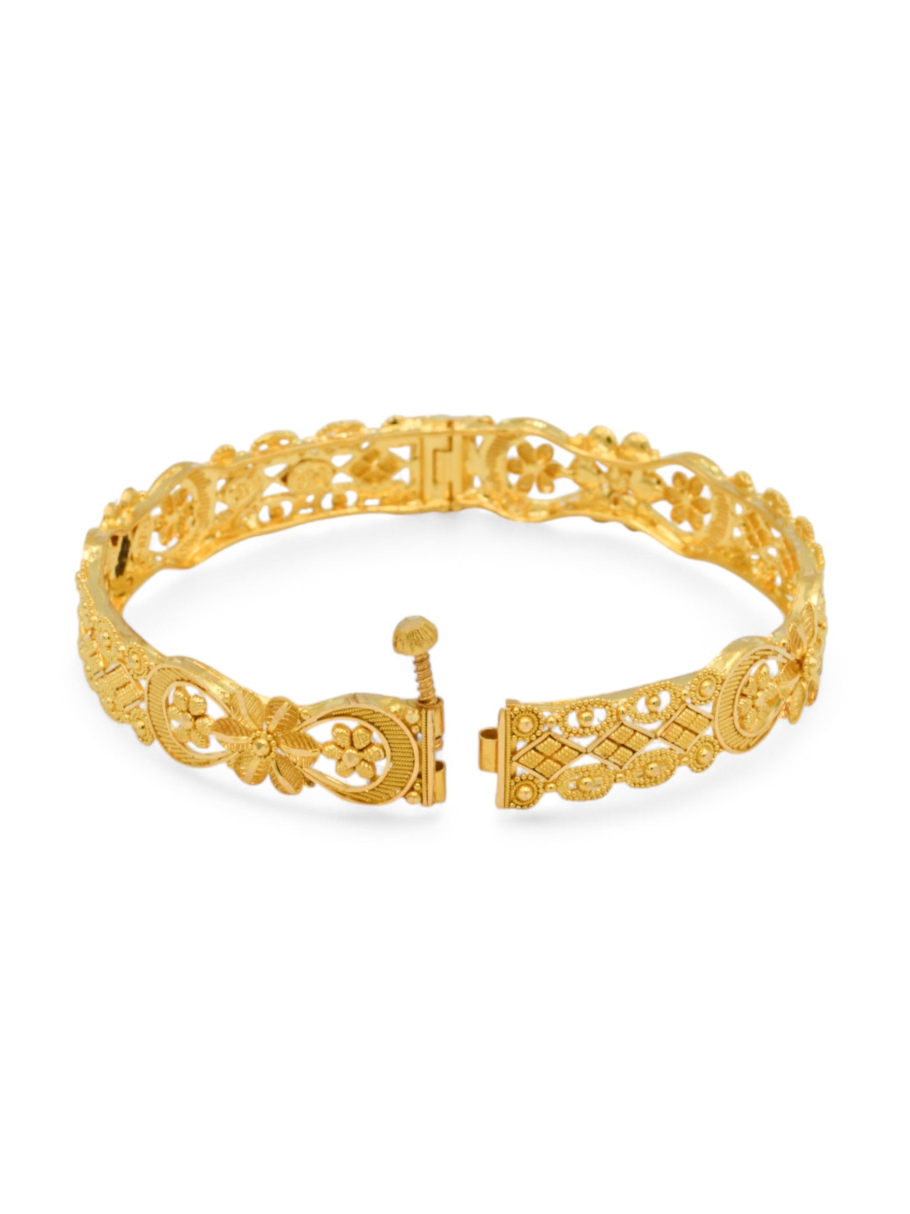 22ct Gold Filigree pair Screw Bangle - Roop Darshan