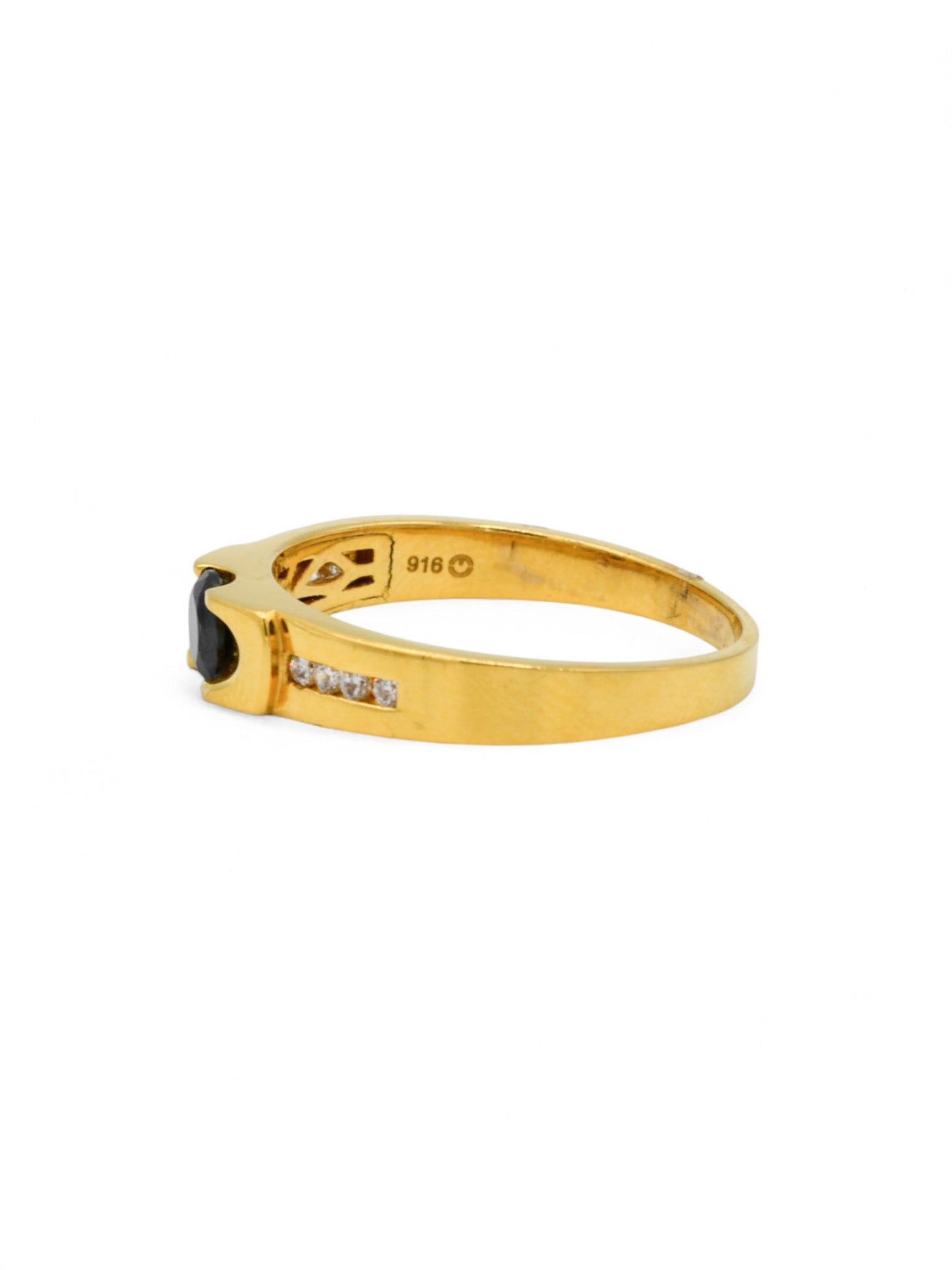 22ct Gold CZ Black Ring - Roop Darshan