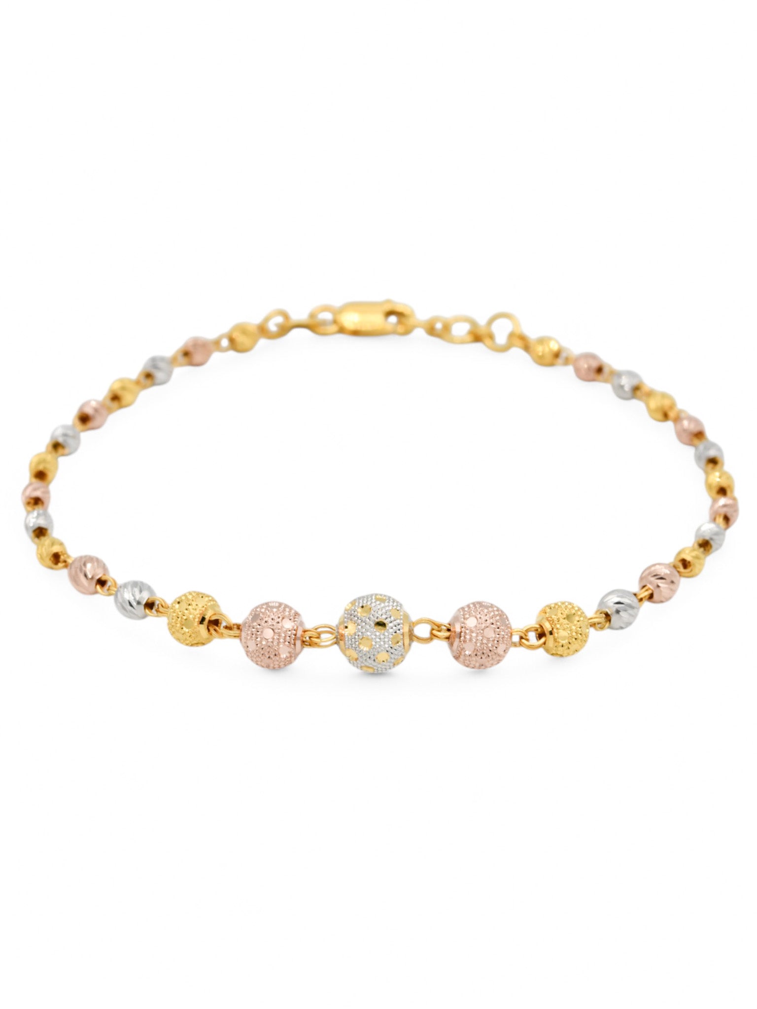 22ct Rose Gold Two Tone Ball Ladies Bracelet - Roop Darshan