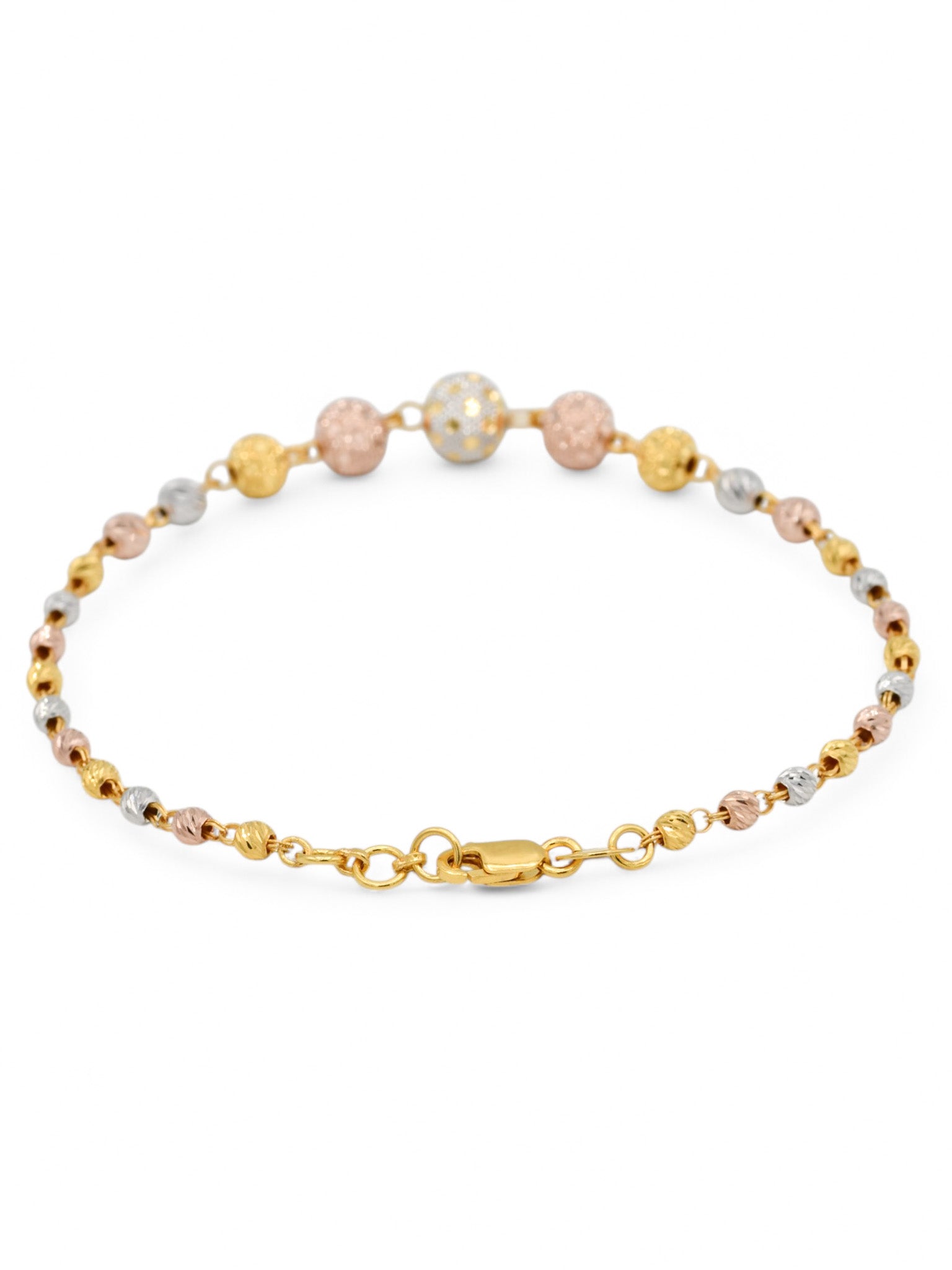 22ct Rose Gold Two Tone Ball Ladies Bracelet - Roop Darshan