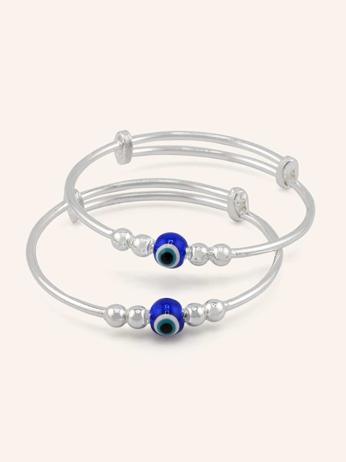 Silver Evil Eye Adjustable Pair Baby Bangle