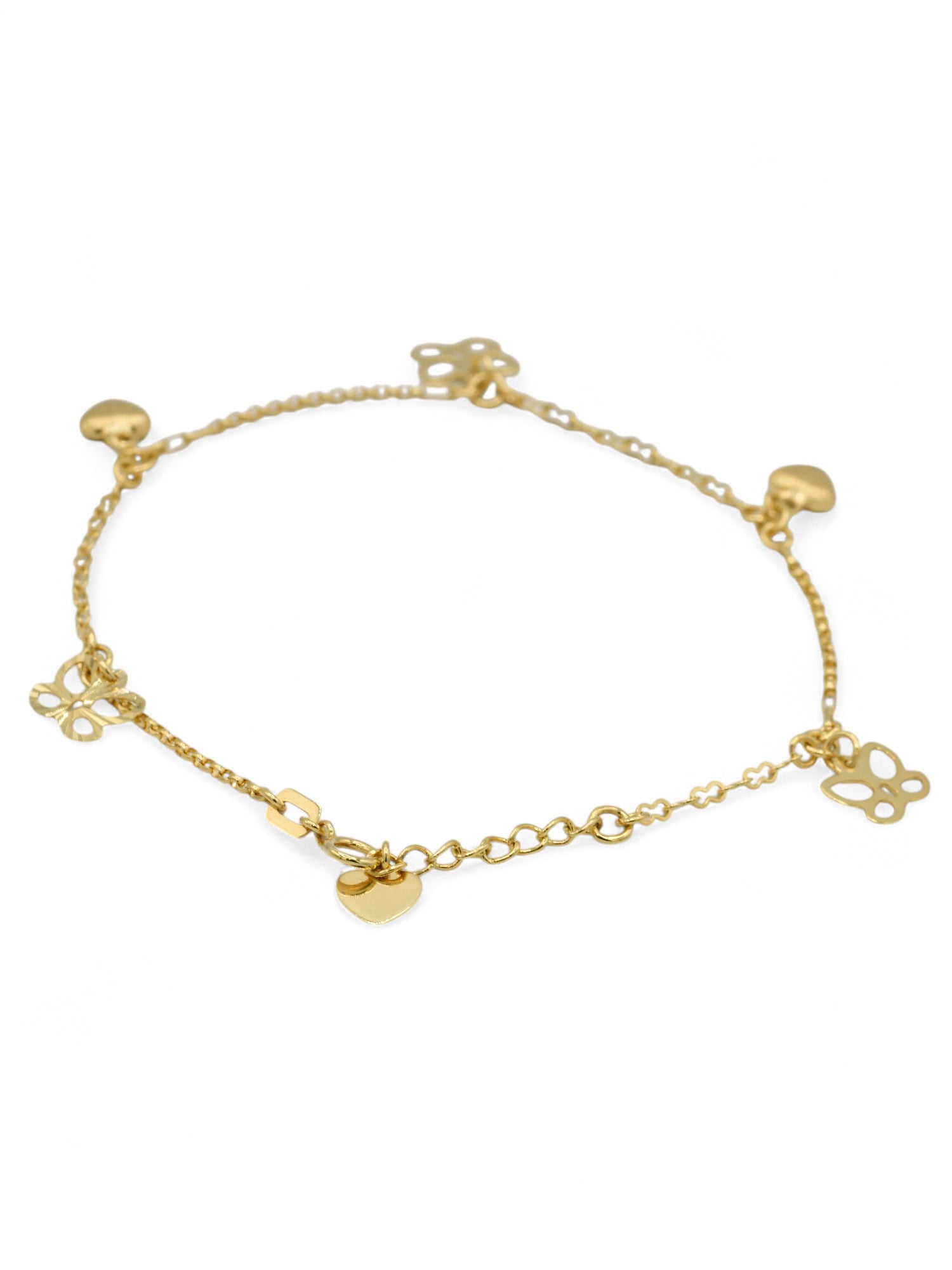 18ct Gold Heart Charms Ladies Bracelet