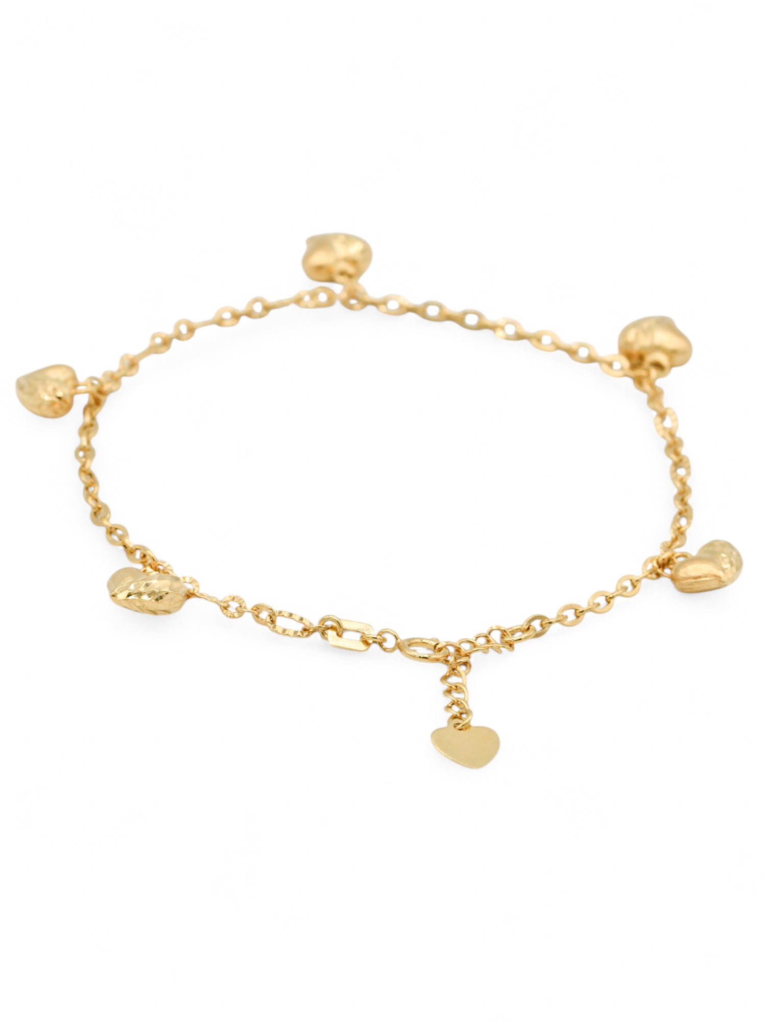18ct Gold Heart Charms Ladies Bracelet - Roop Darshan