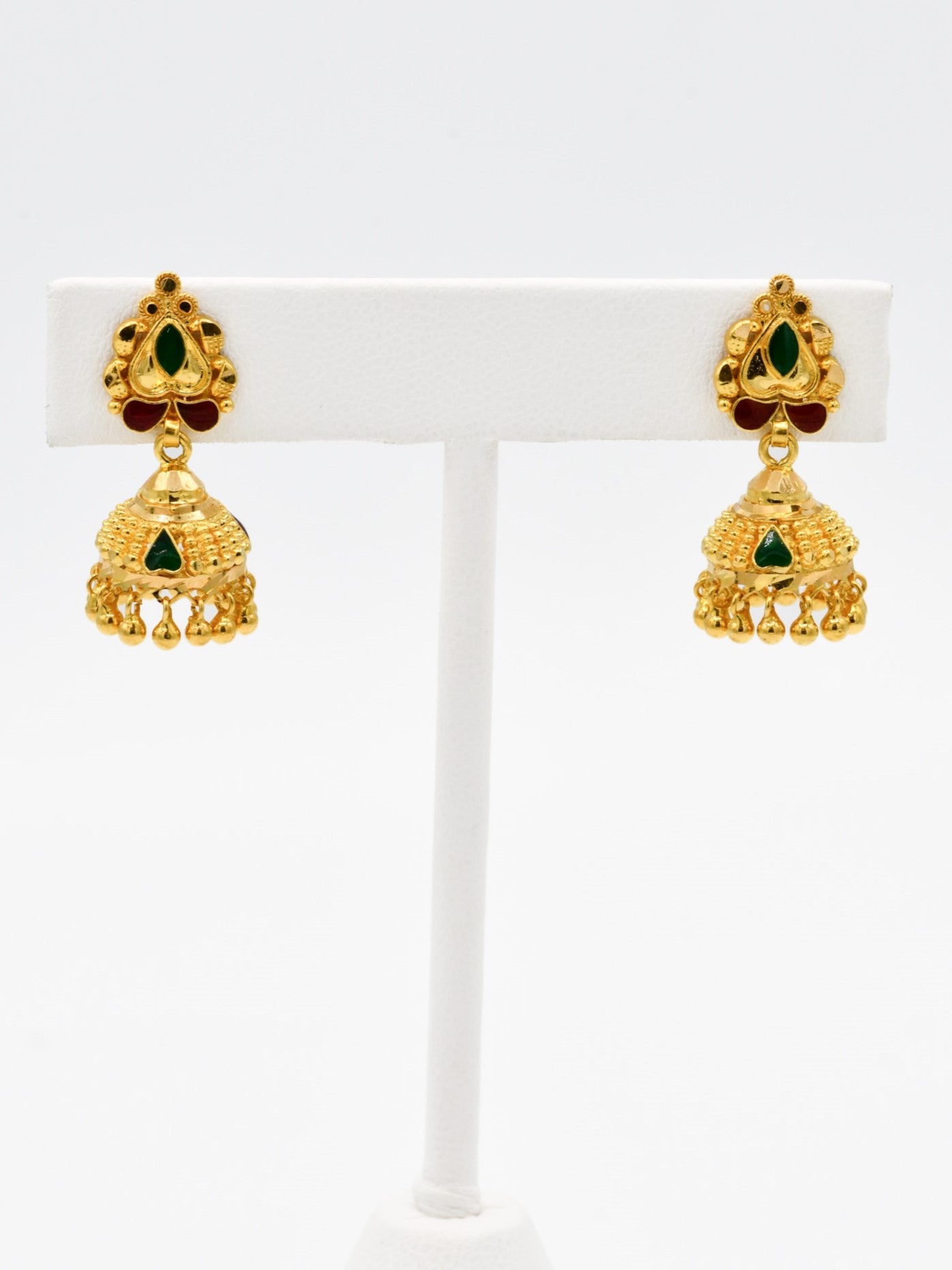 22ct Gold Minakari Jhumki Earrings - Roop Darshan