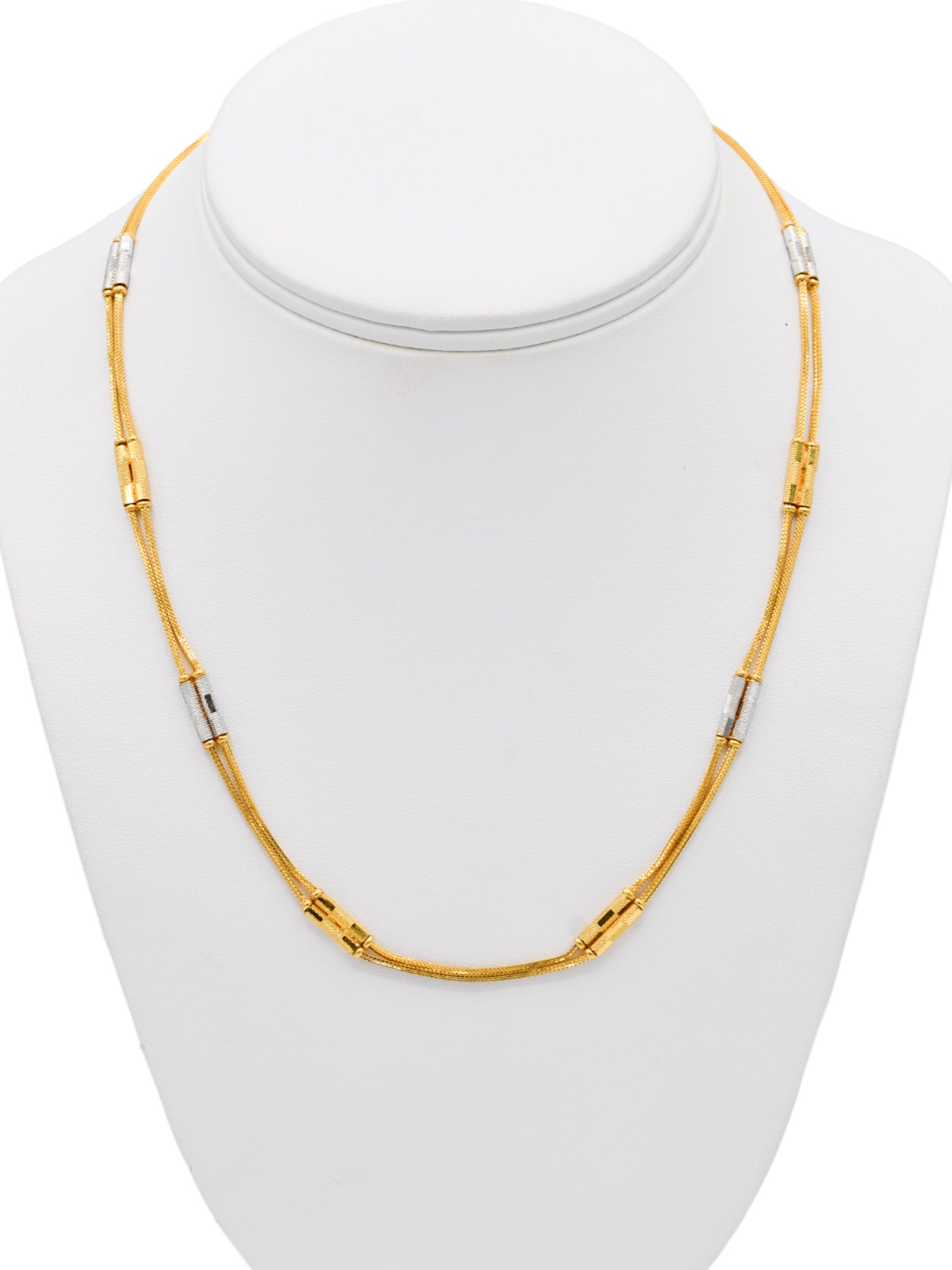 22ct Gold Two Tone 2 Row Fancy Chain - Roop Darshan