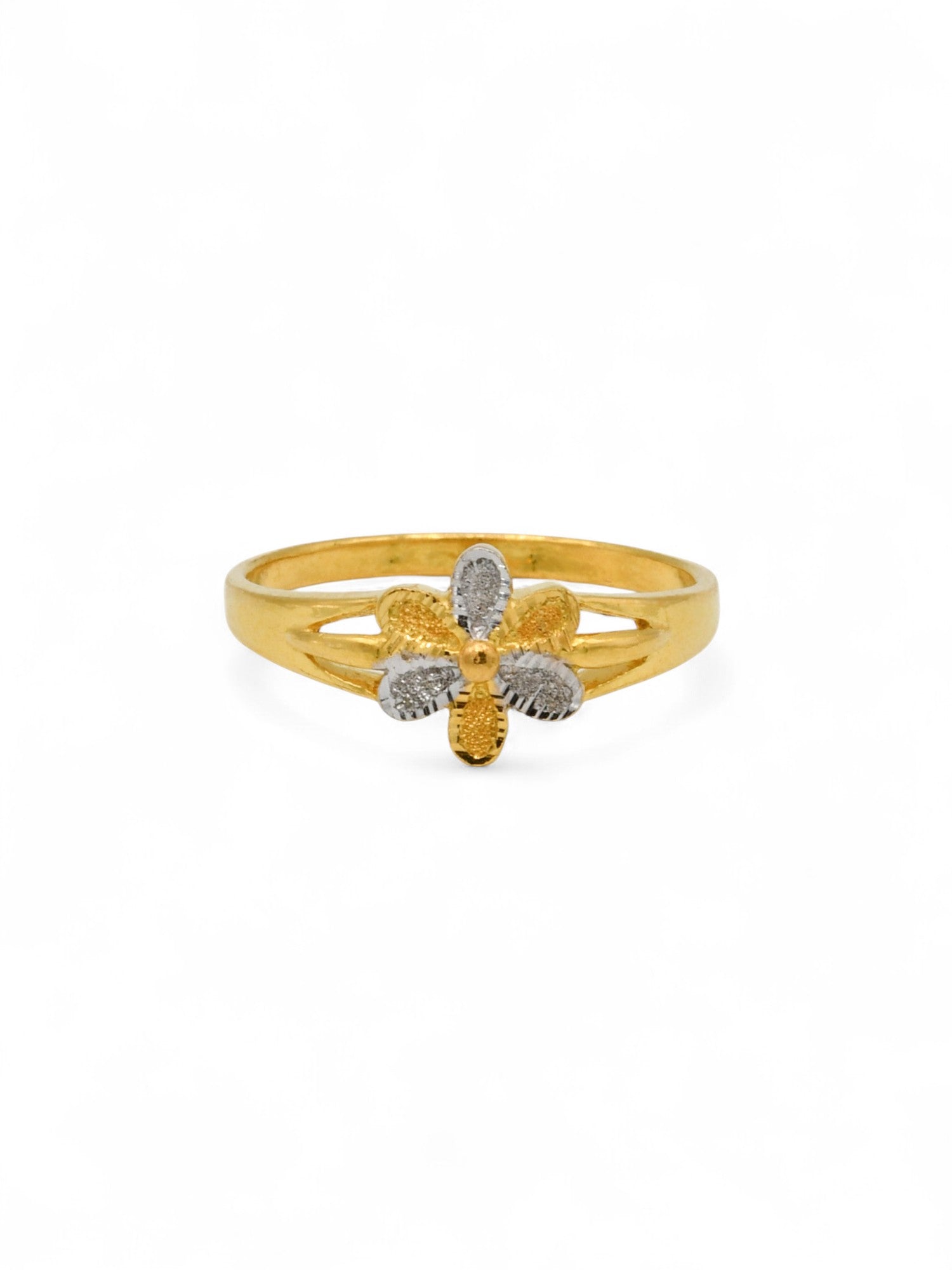22ct Gold Two Tone Flower Ladies Ring