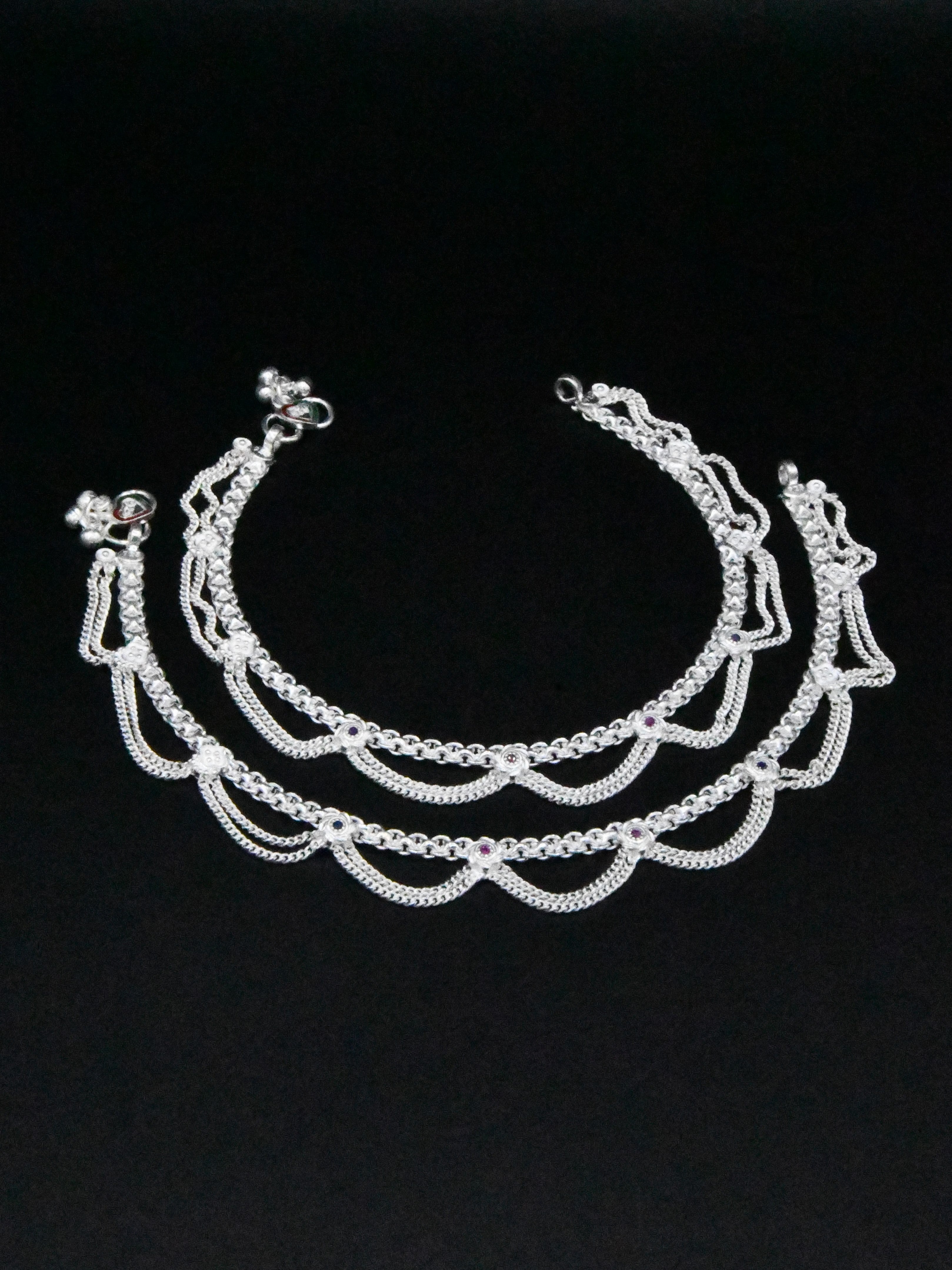 Ladies Silver Anklets - Roop Darshan