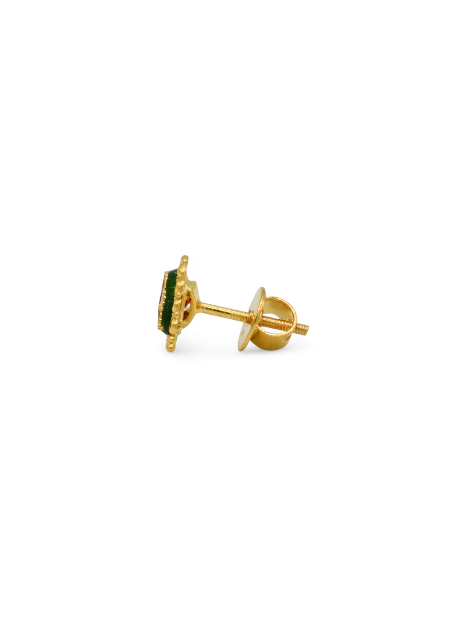 22ct Gold CZ Minakari Stud Earrings - Roop Darshan