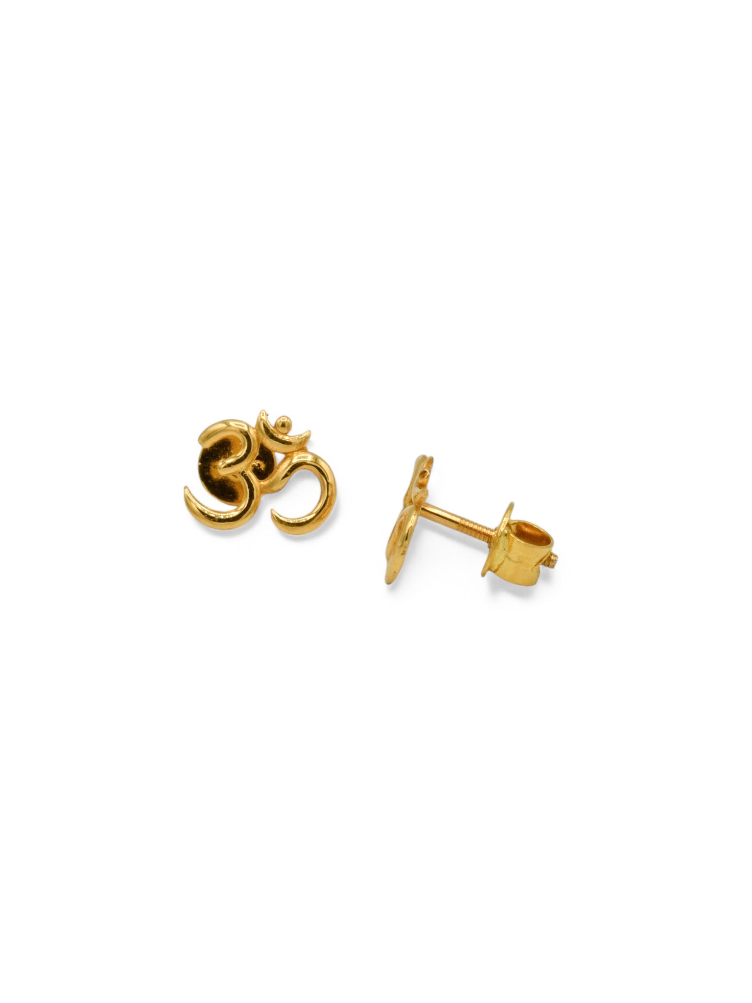 22ct Gold Om Stud Earrings - Roop Darshan