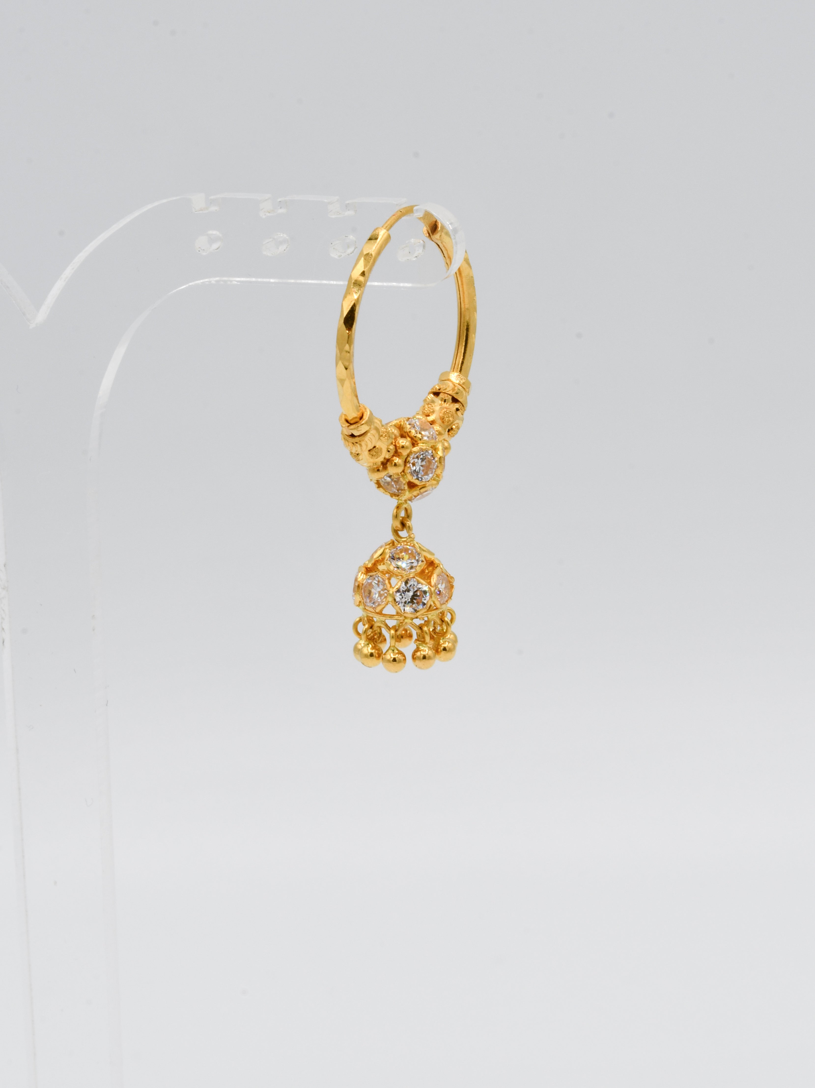 22ct Gold CZ Ball Jhumki Bali