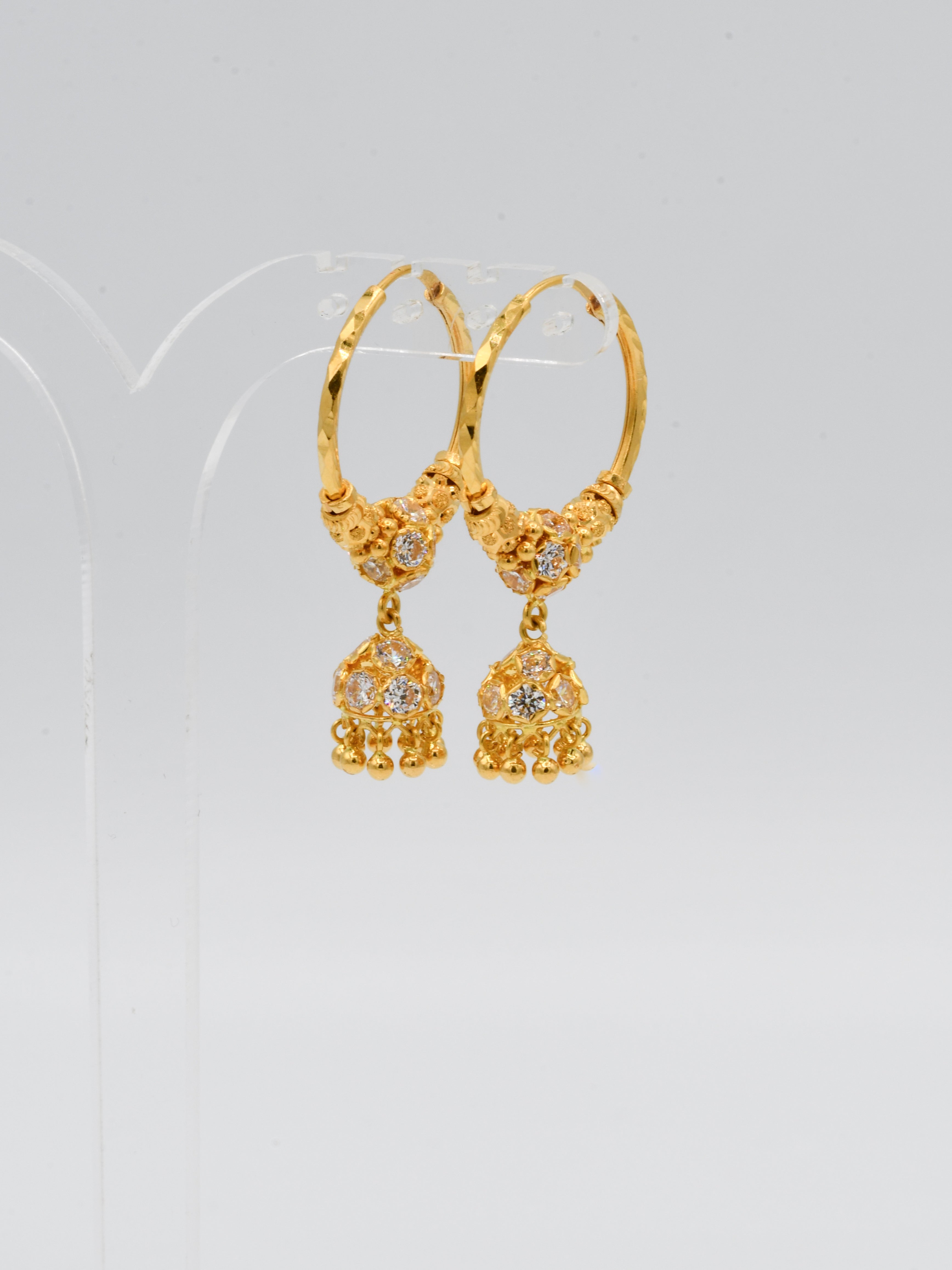 22ct Gold CZ Ball Jhumki Bali