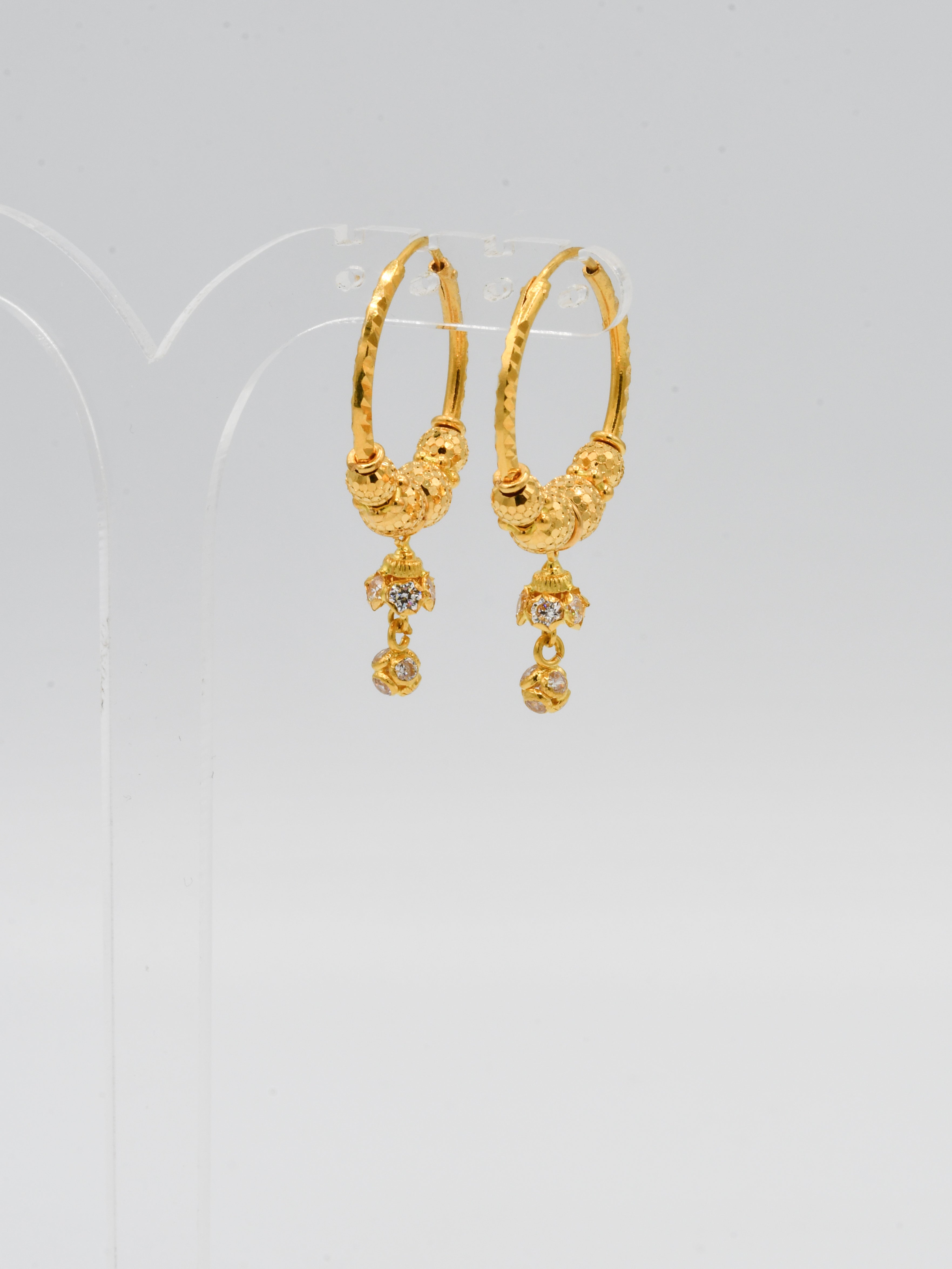 22ct Gold CZ Ball Bali