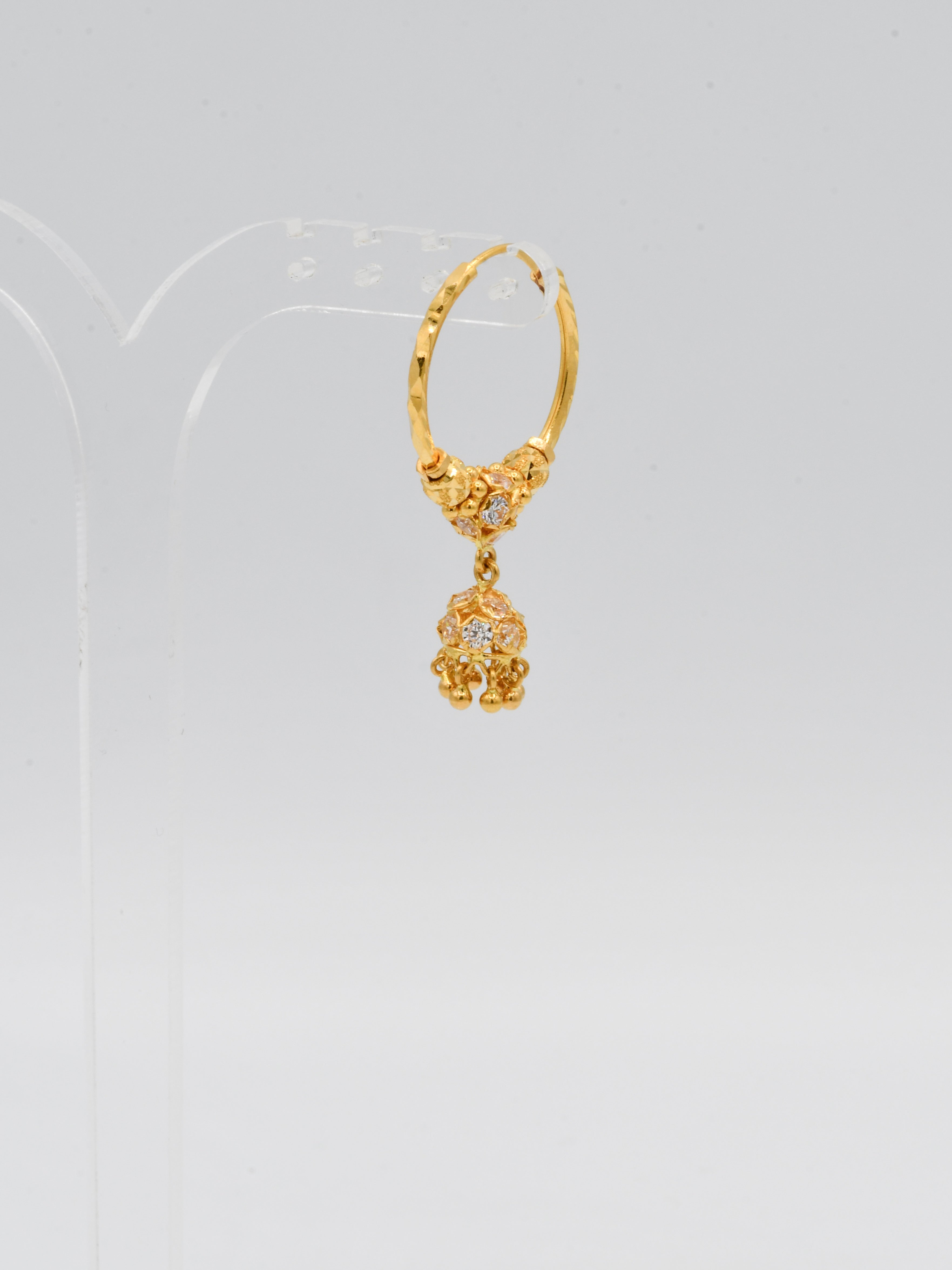 22ct Gold CZ Ball Jhumki Bali