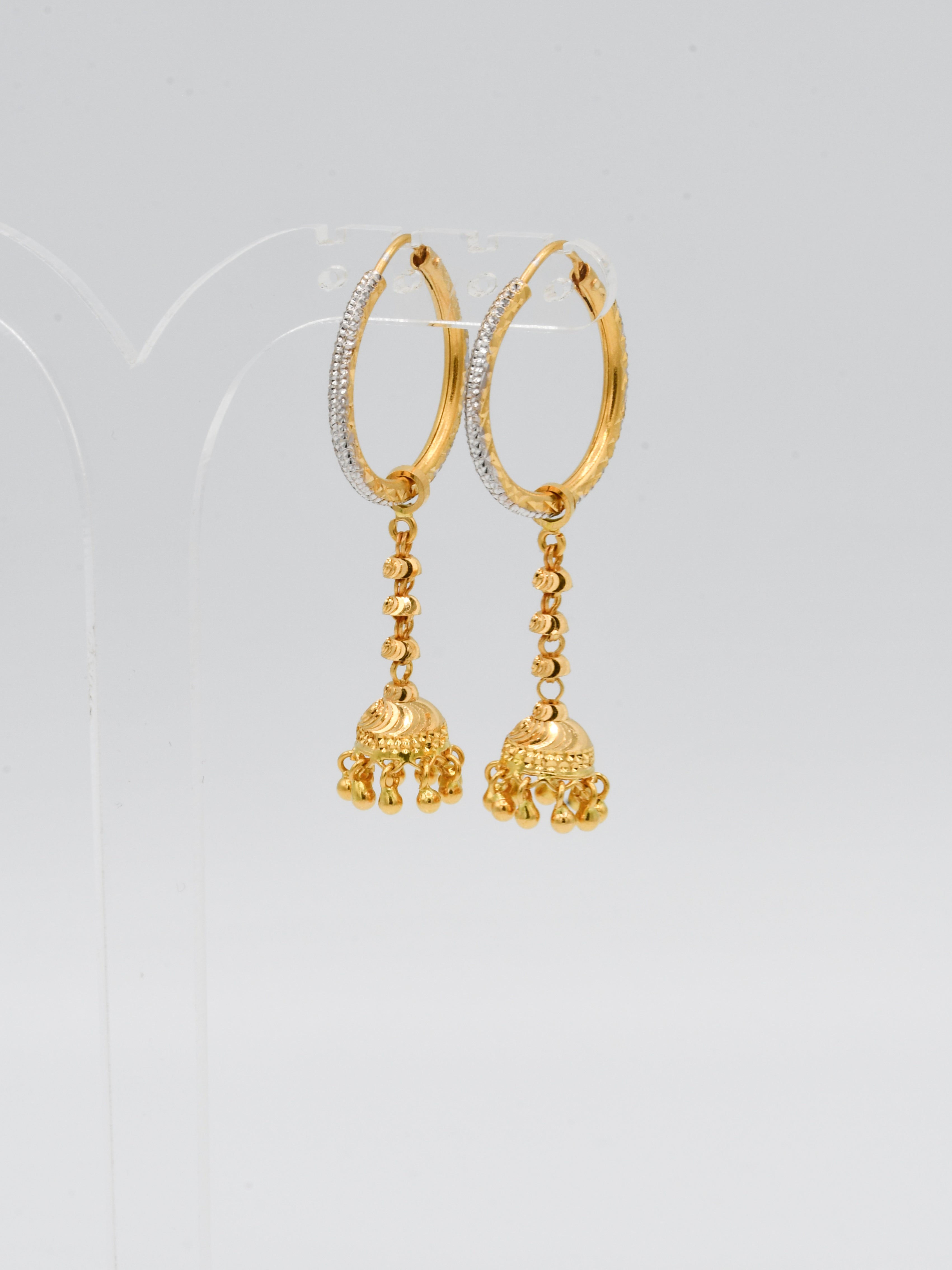 22ct Gold Two Tone Jhumki Bali