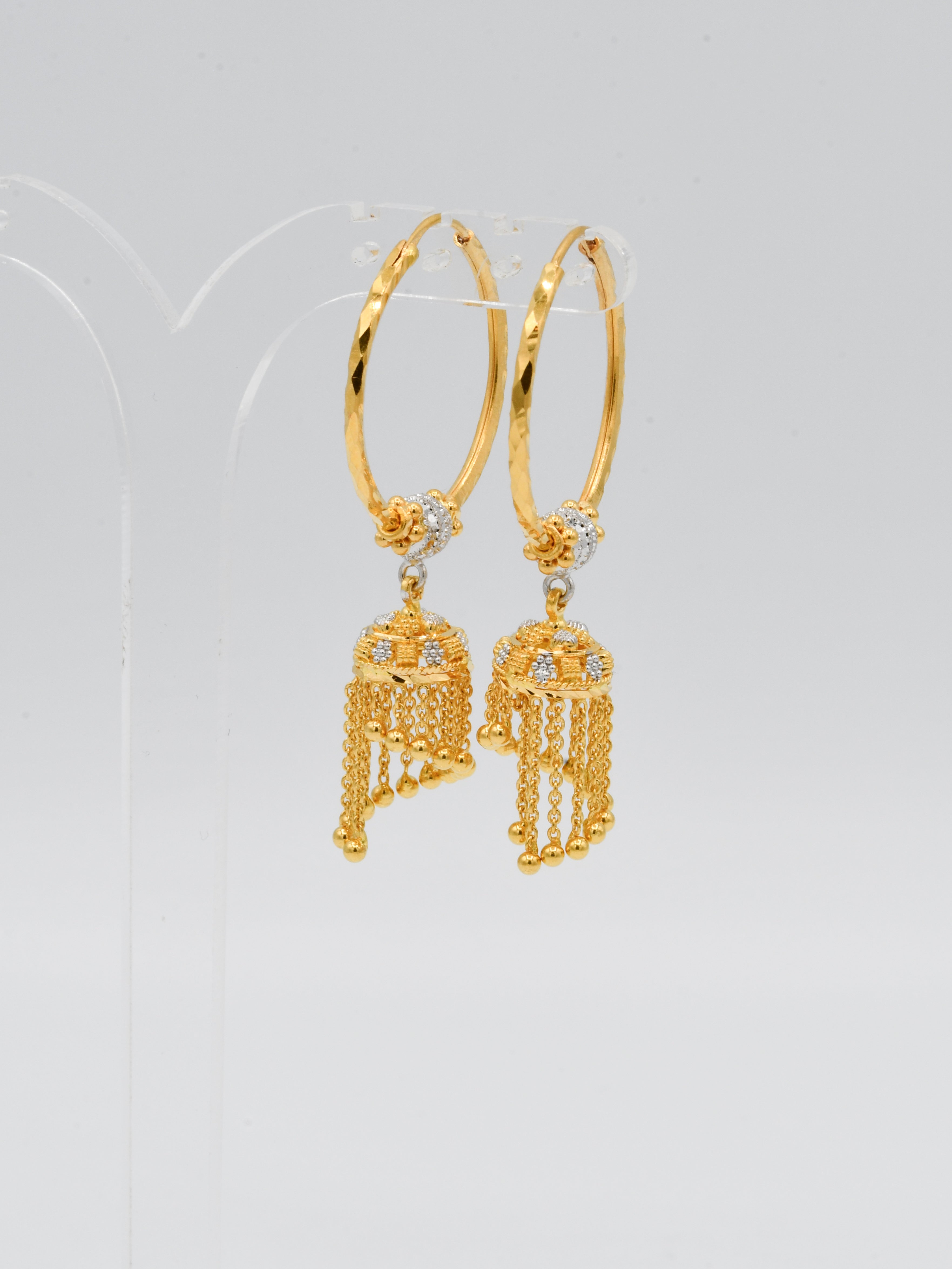 22ct Gold Two Tone Ball Jhumki Bali