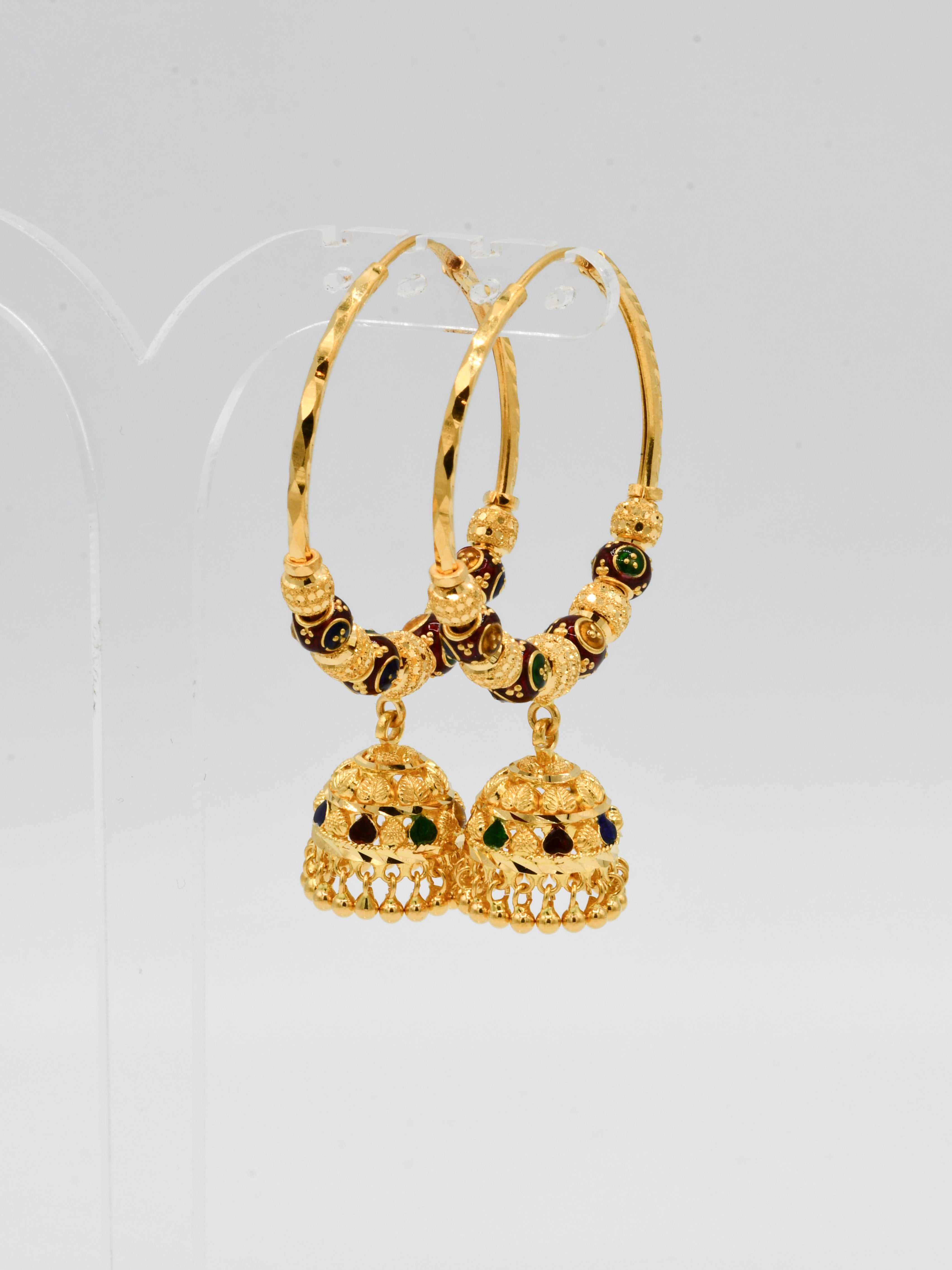 22ct Gold Minakari Ball Jhumki Bali
