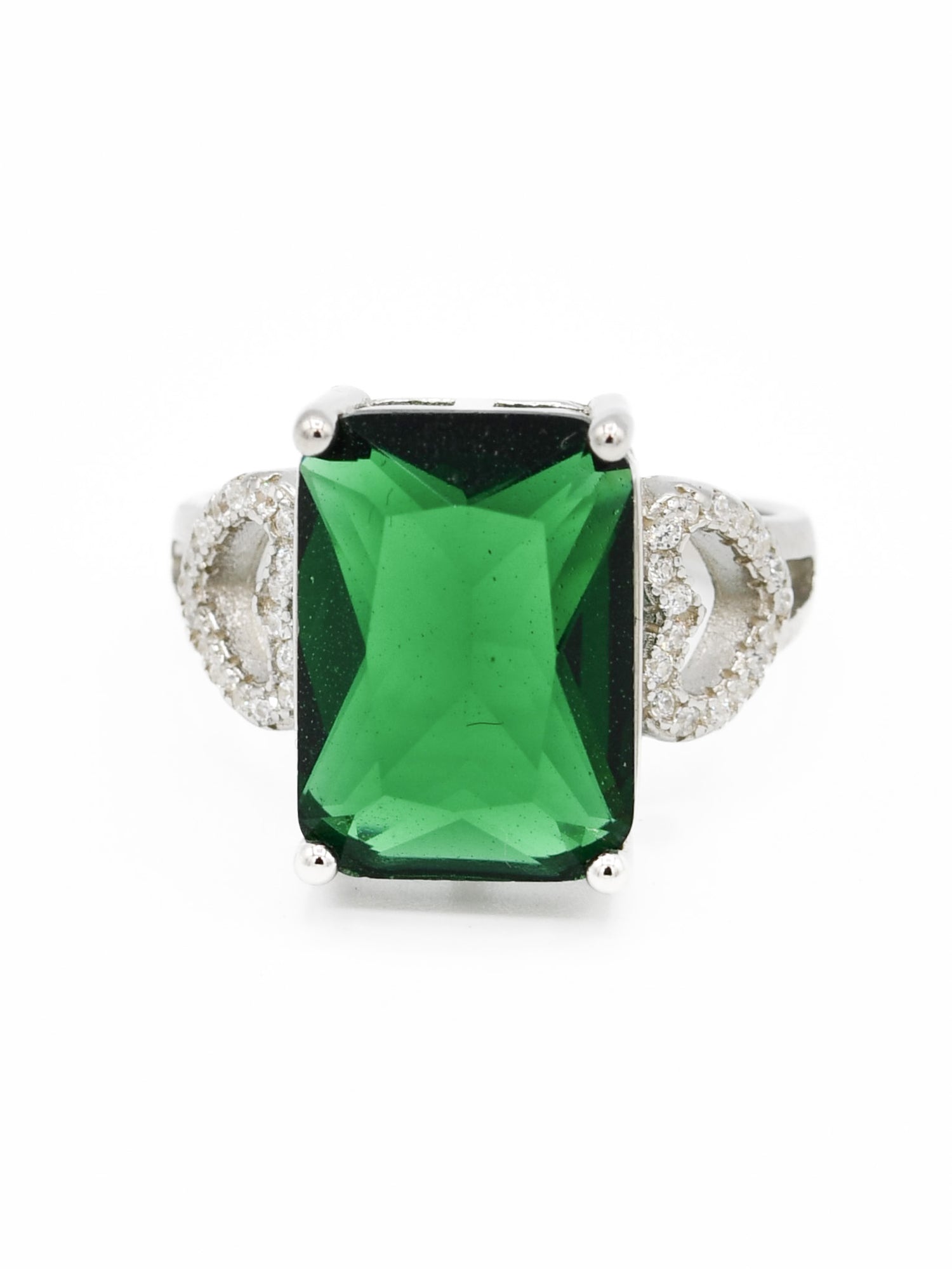 Silver Green CZ Ladies Ring - Roop Darshan
