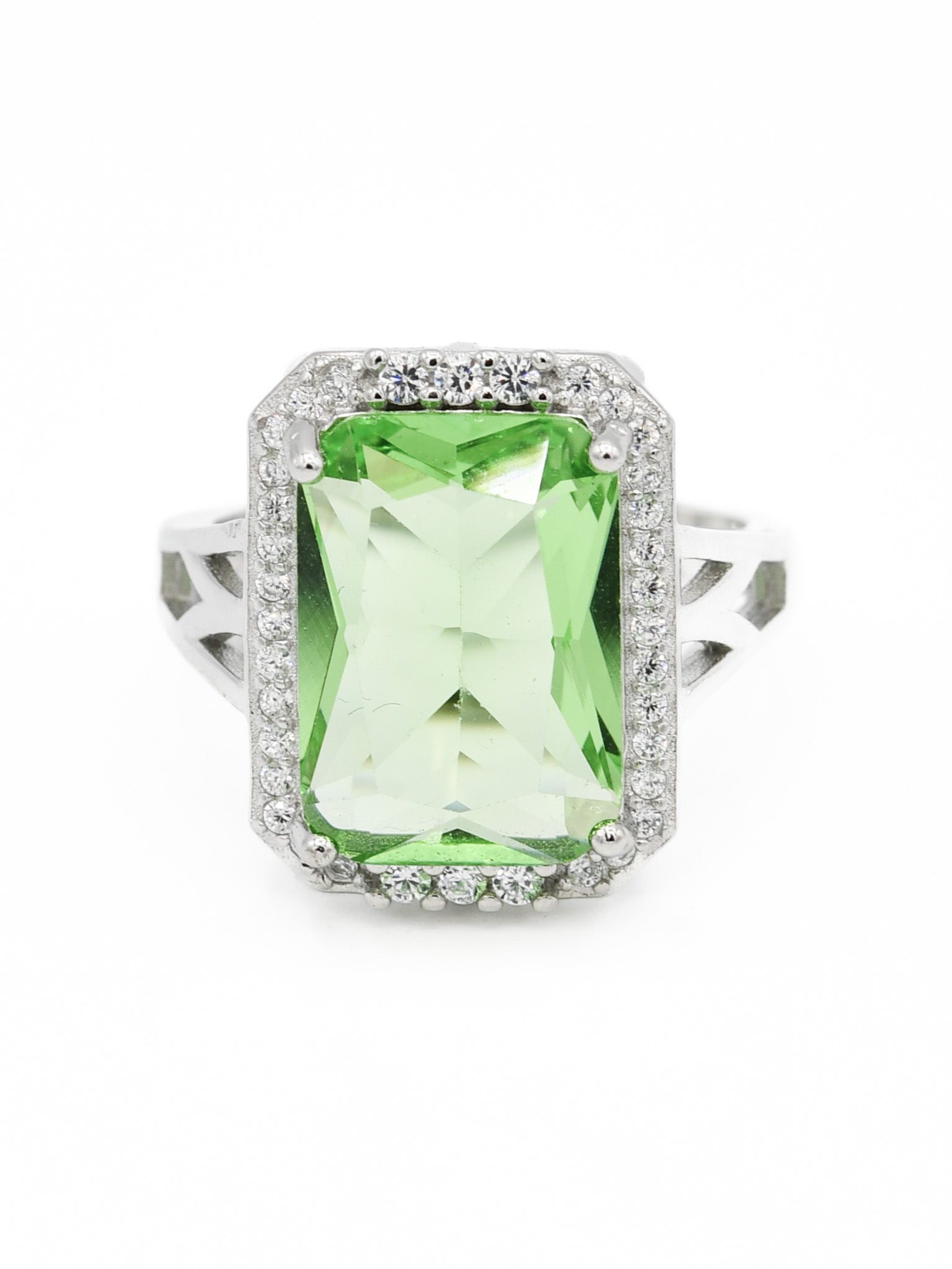 Silver Green CZ Ladies Ring - Roop Darshan