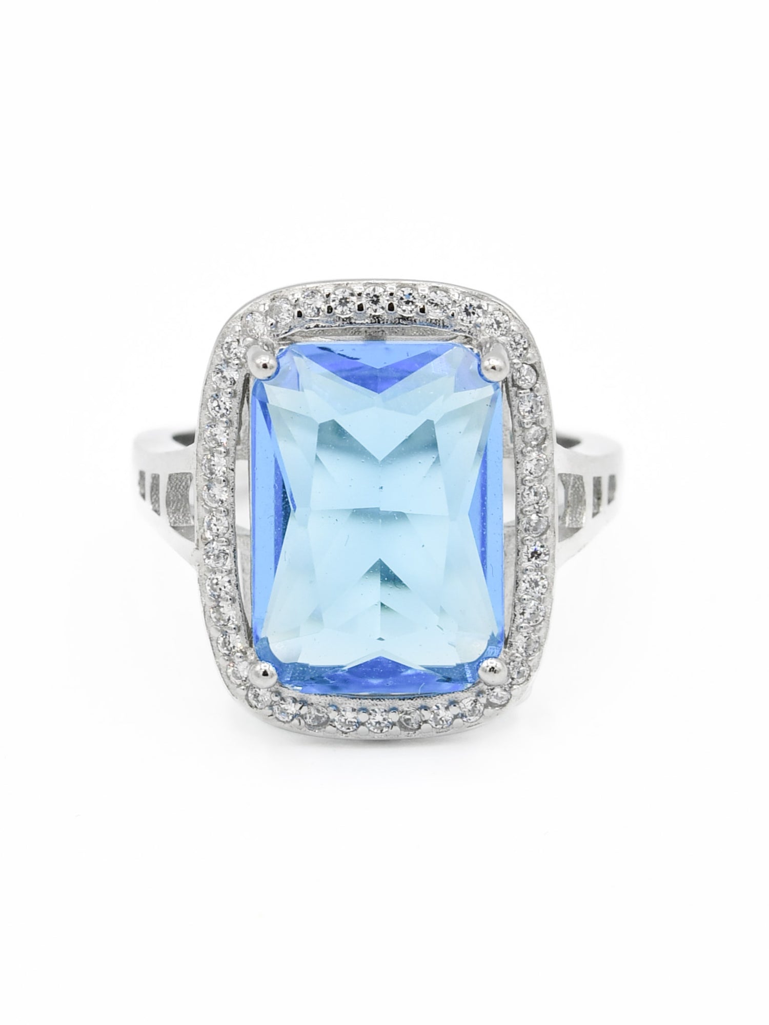 Silver Blue CZ Ladies Ring - Roop Darshan