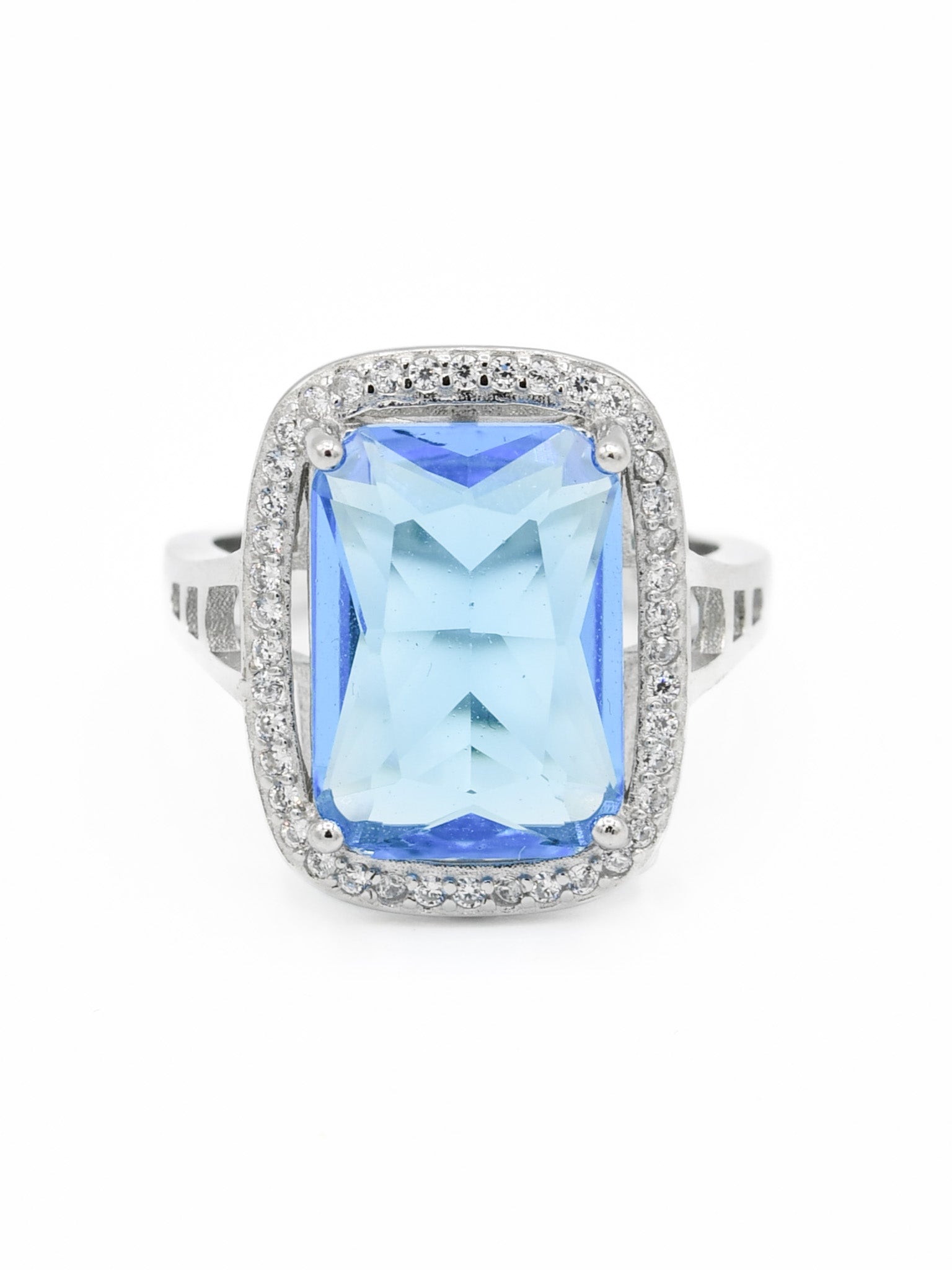 Silver Blue CZ Ladies Ring - Roop Darshan