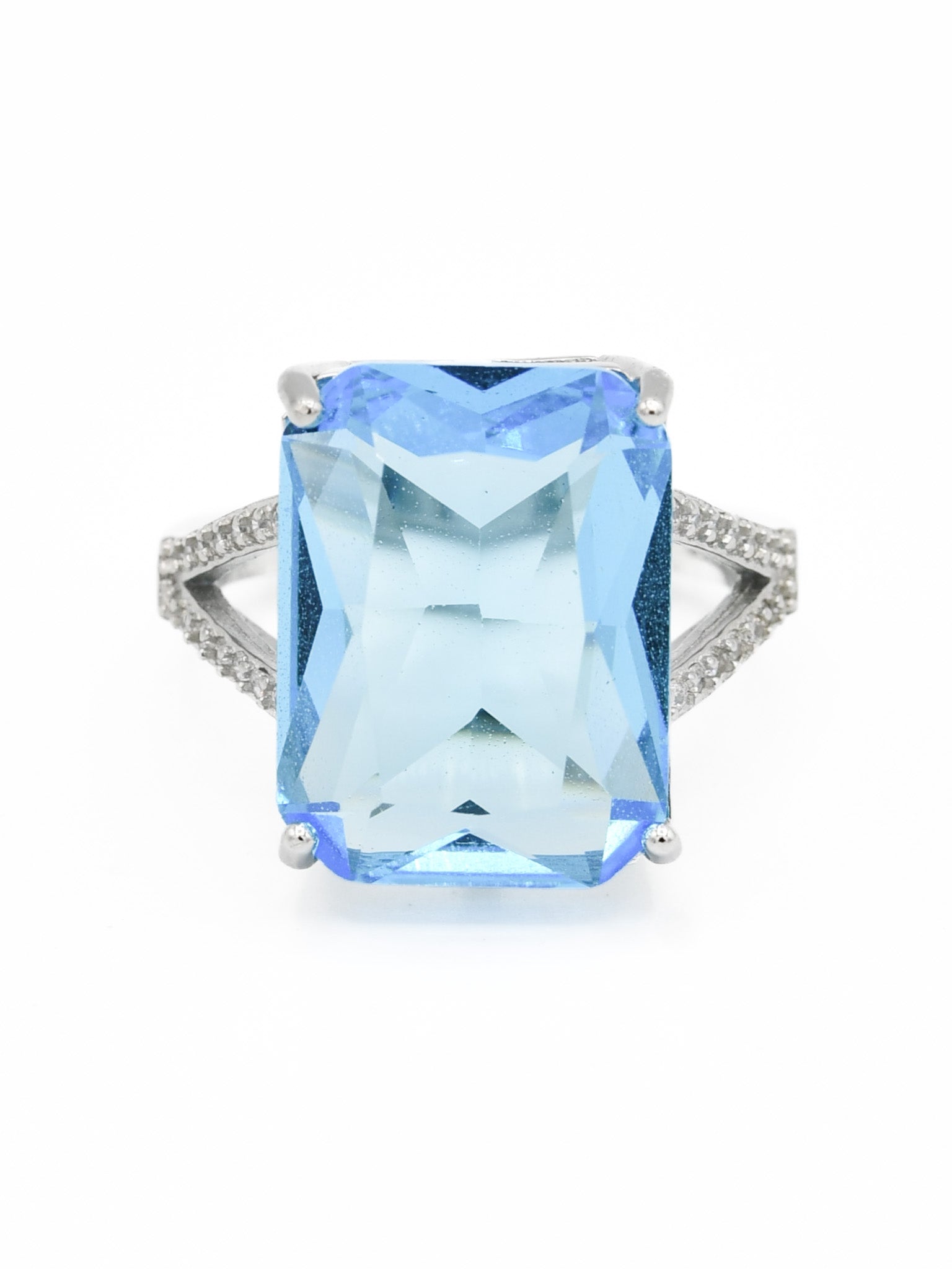 Silver Blue CZ Ladies Ring - Roop Darshan