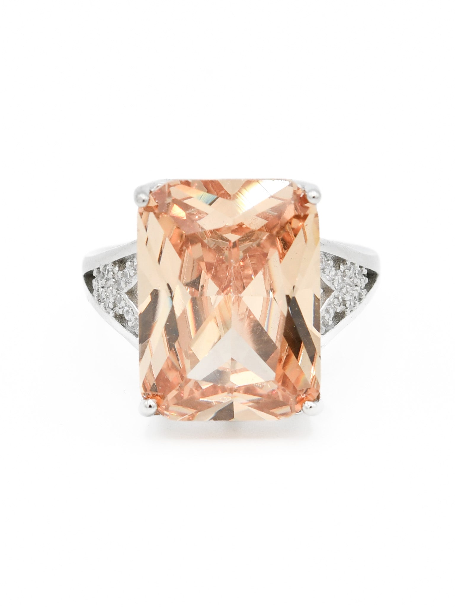 Silver Yellow CZ Ladies Ring - Roop Darshan