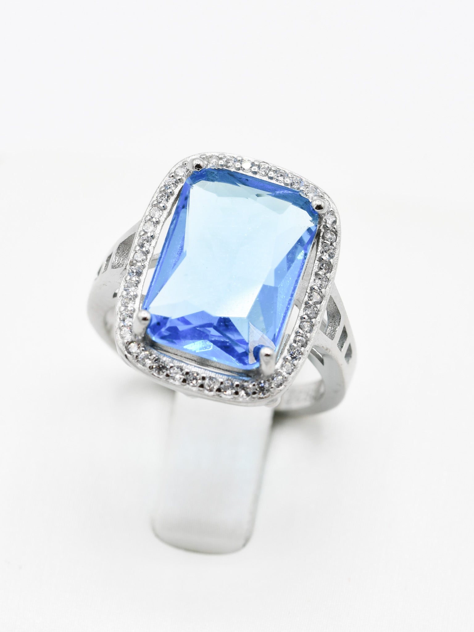 Silver Blue CZ Ladies Ring - Roop Darshan