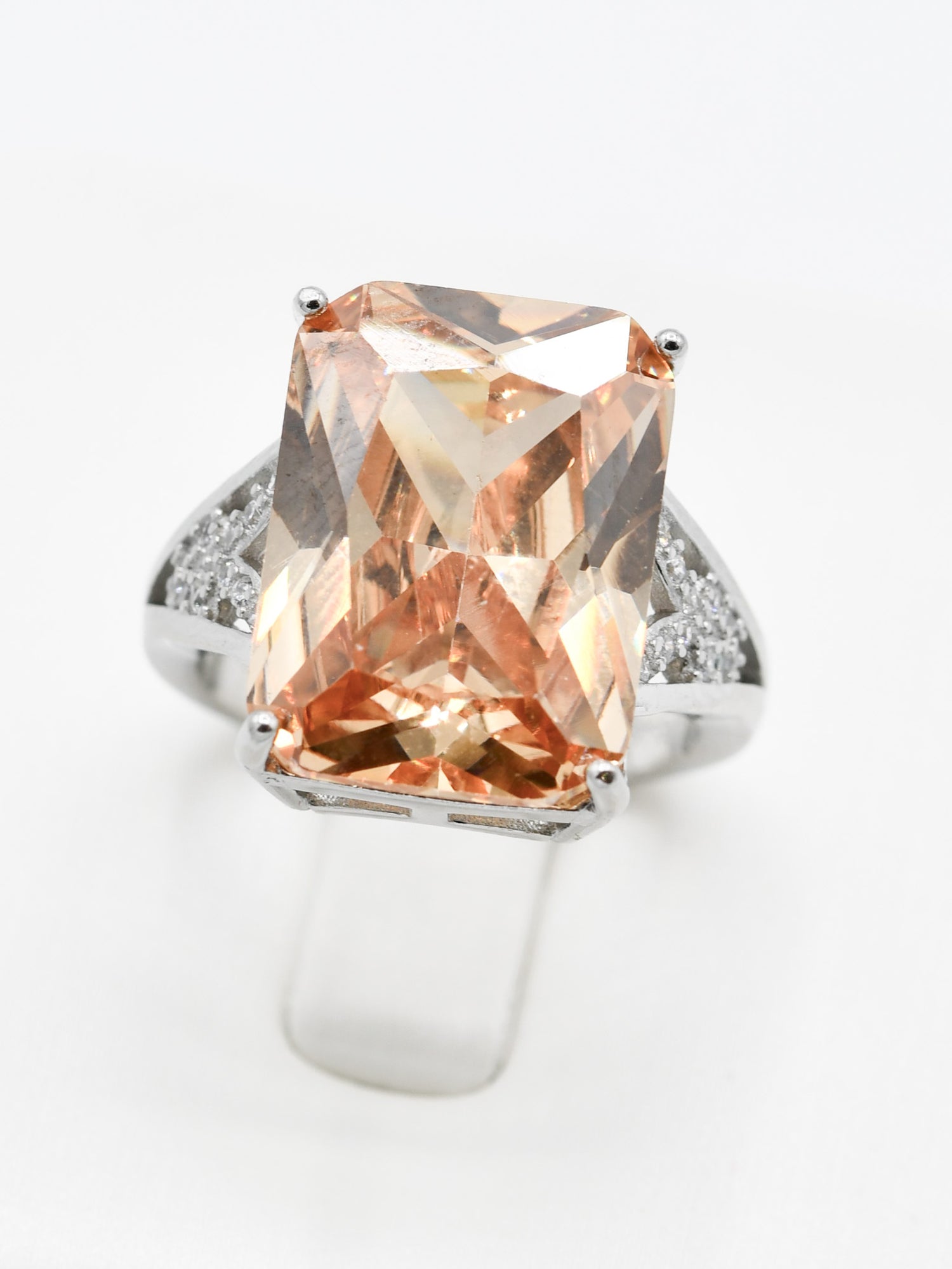 Silver Yellow CZ Ladies Ring - Roop Darshan