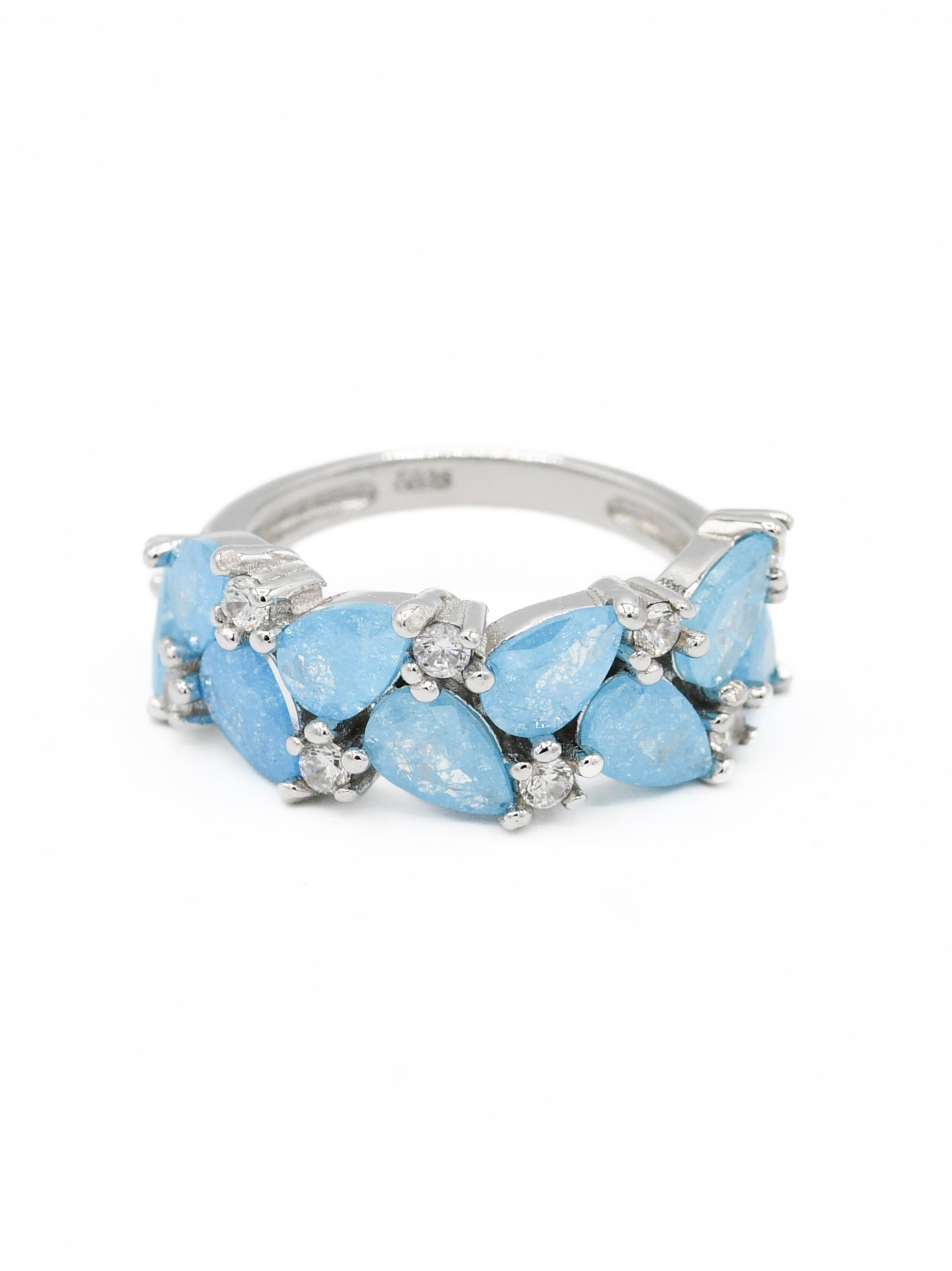 Silver Blue CZ Ladies Ring - Roop Darshan