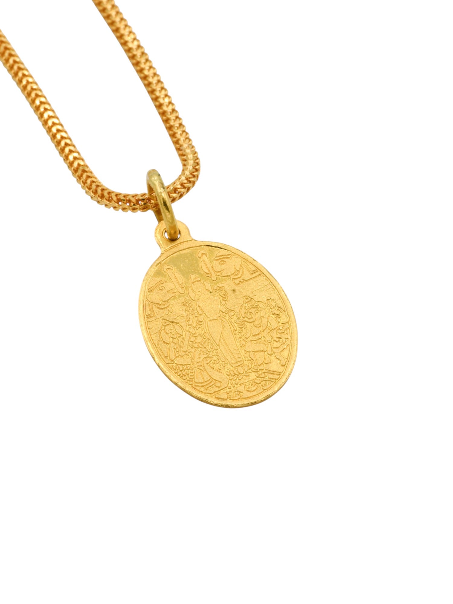 22ct Gold Lakshmi Oval Pendant – Roop Darshan - Main Image