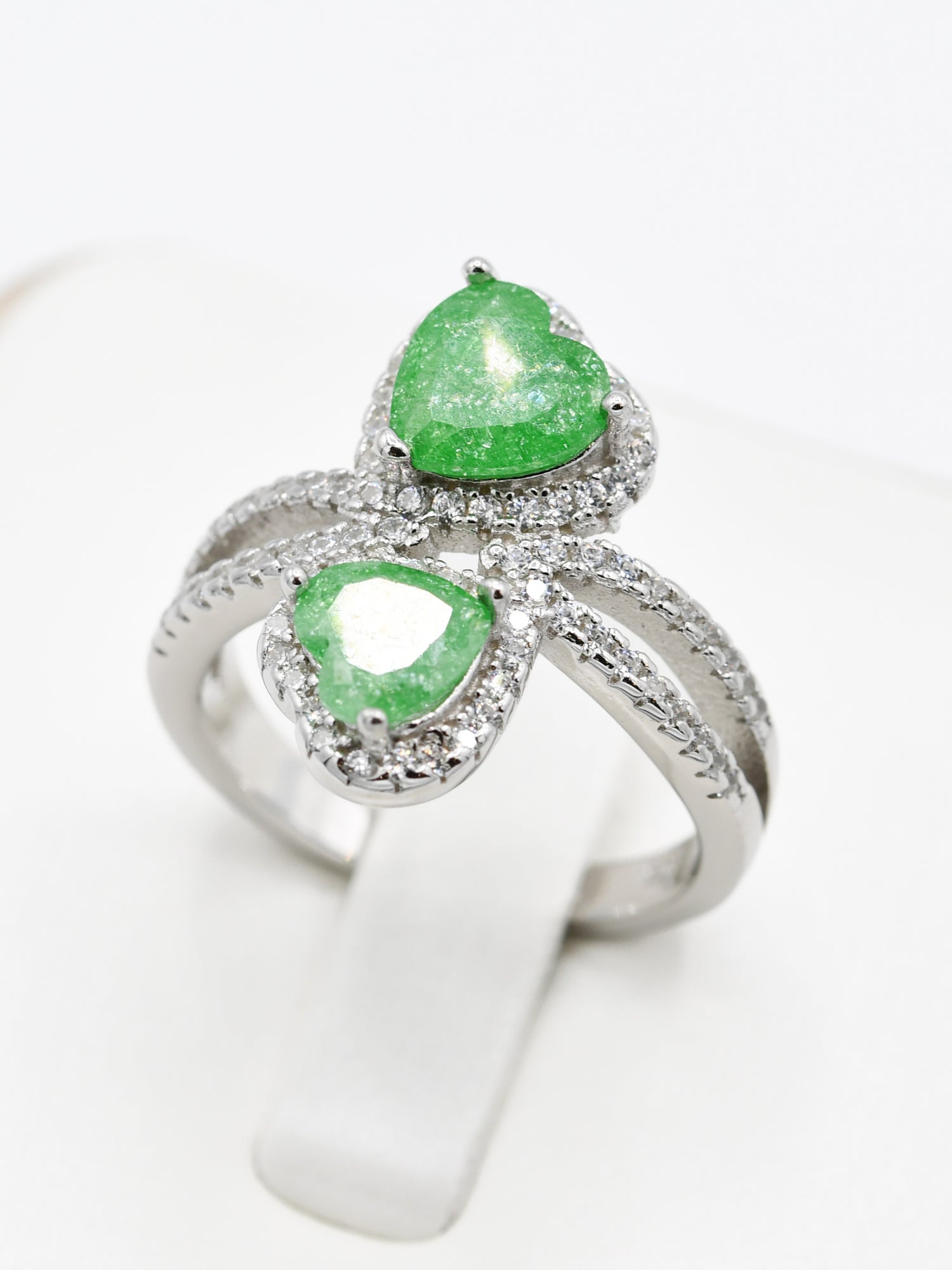 Silver Green CZ Ladies Ring - Roop Darshan