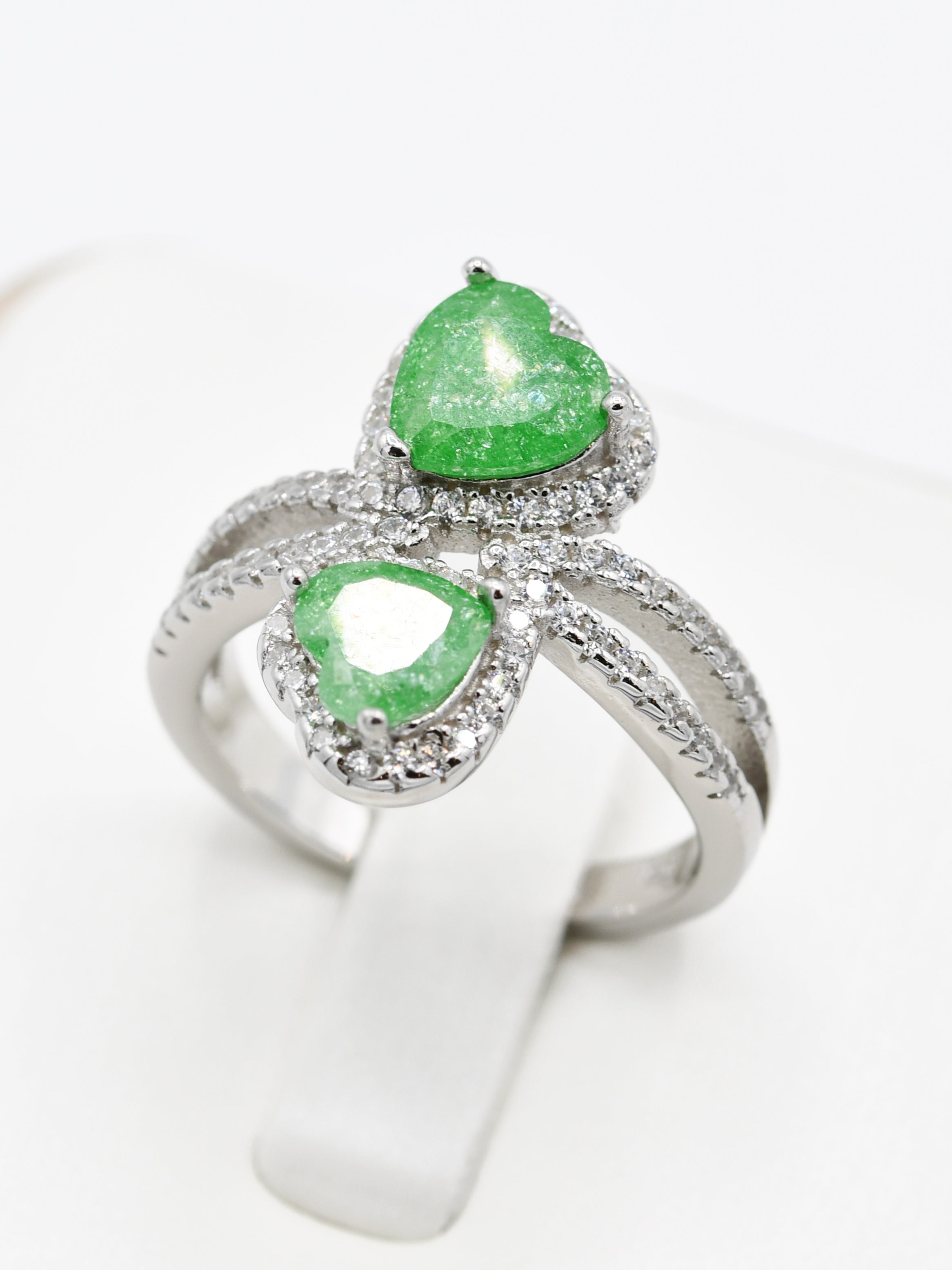 Silver Green CZ Ladies Ring - Roop Darshan