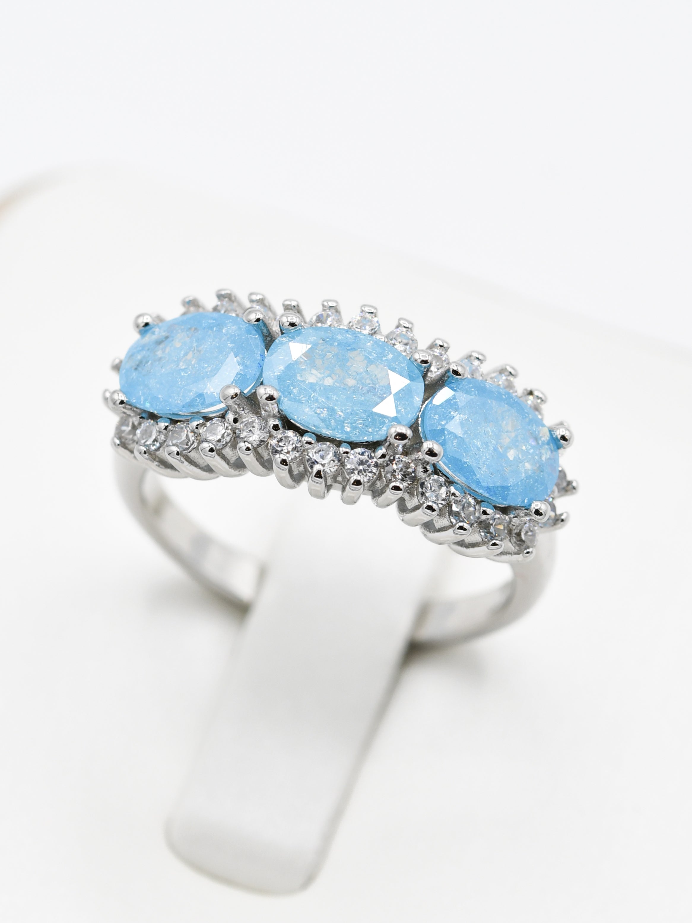 Silver Blue CZ Ladies Ring - Roop Darshan