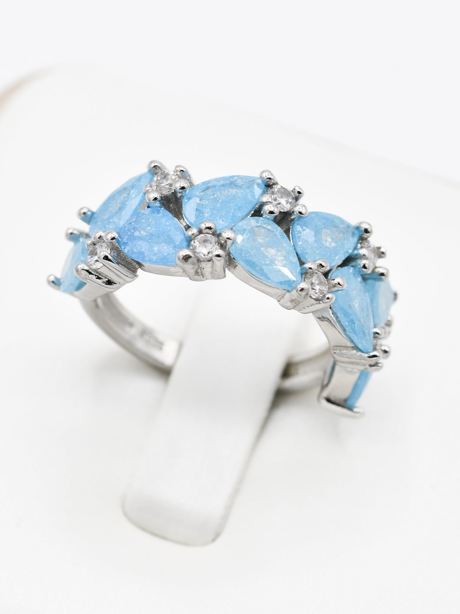 Silver Blue CZ Ladies Ring - Roop Darshan