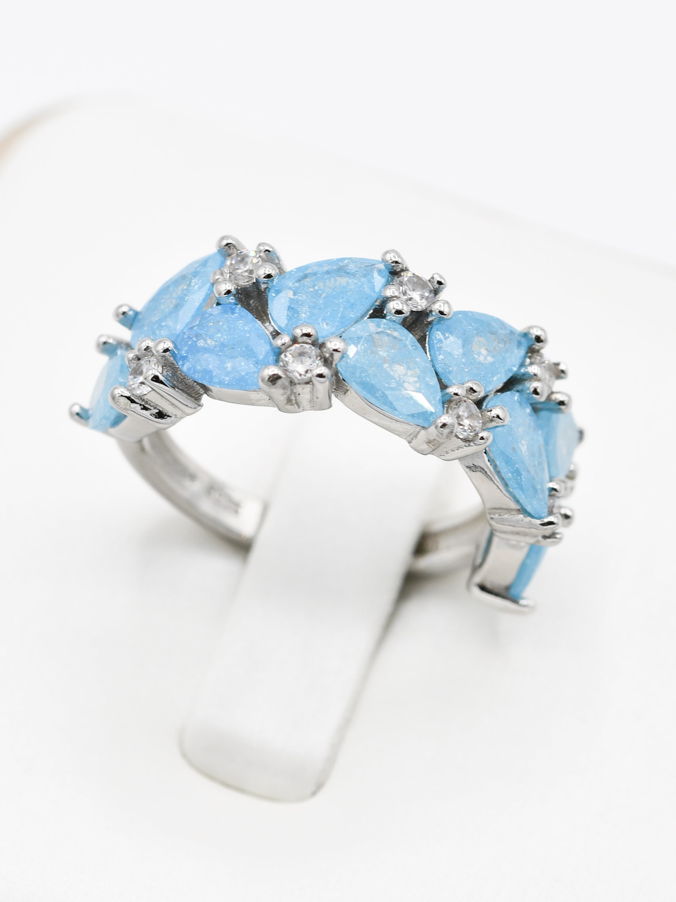 Silver Blue CZ Ladies Ring - Roop Darshan