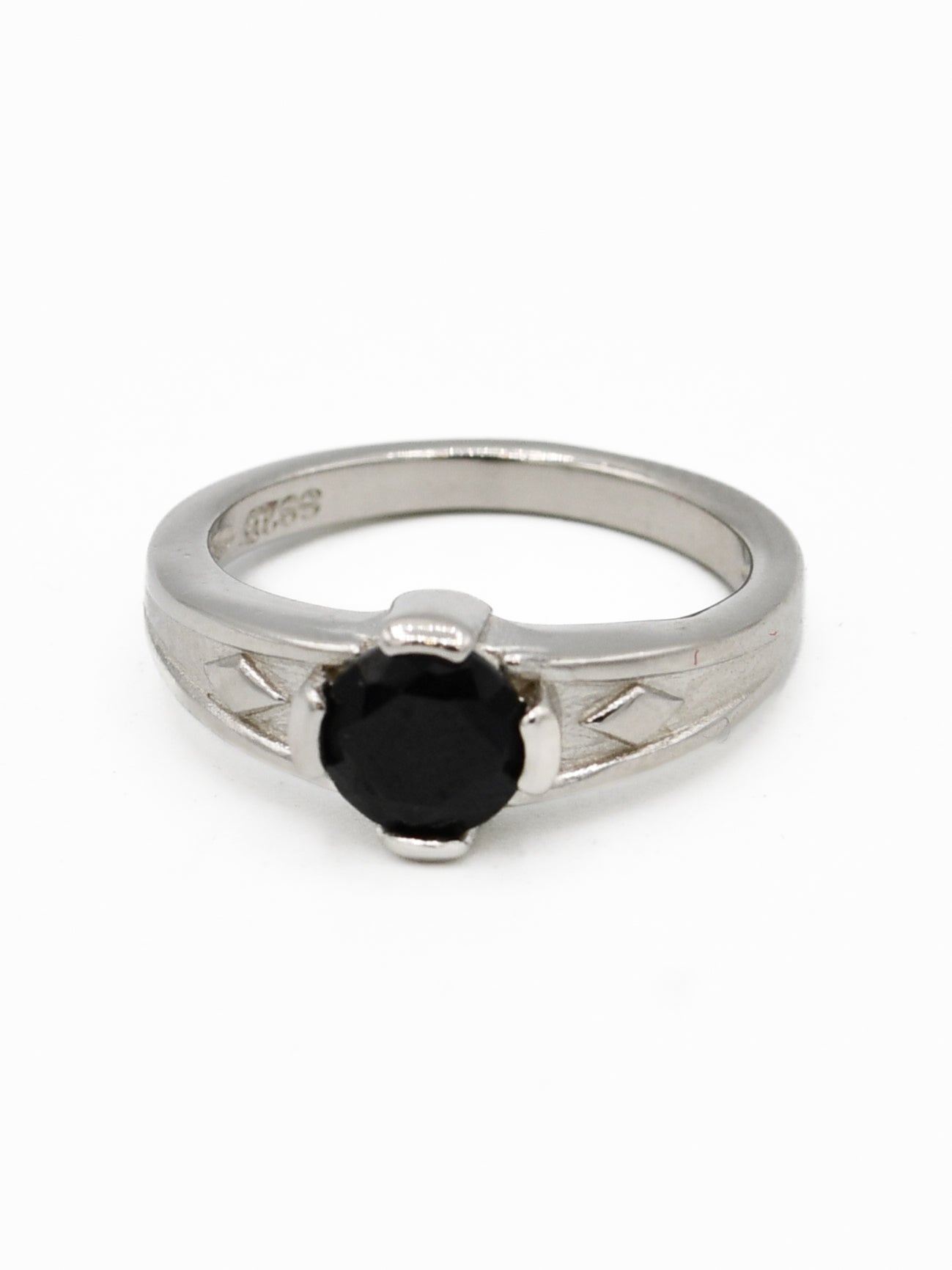 Silver Black Stone Baby Ring - Roop Darshan