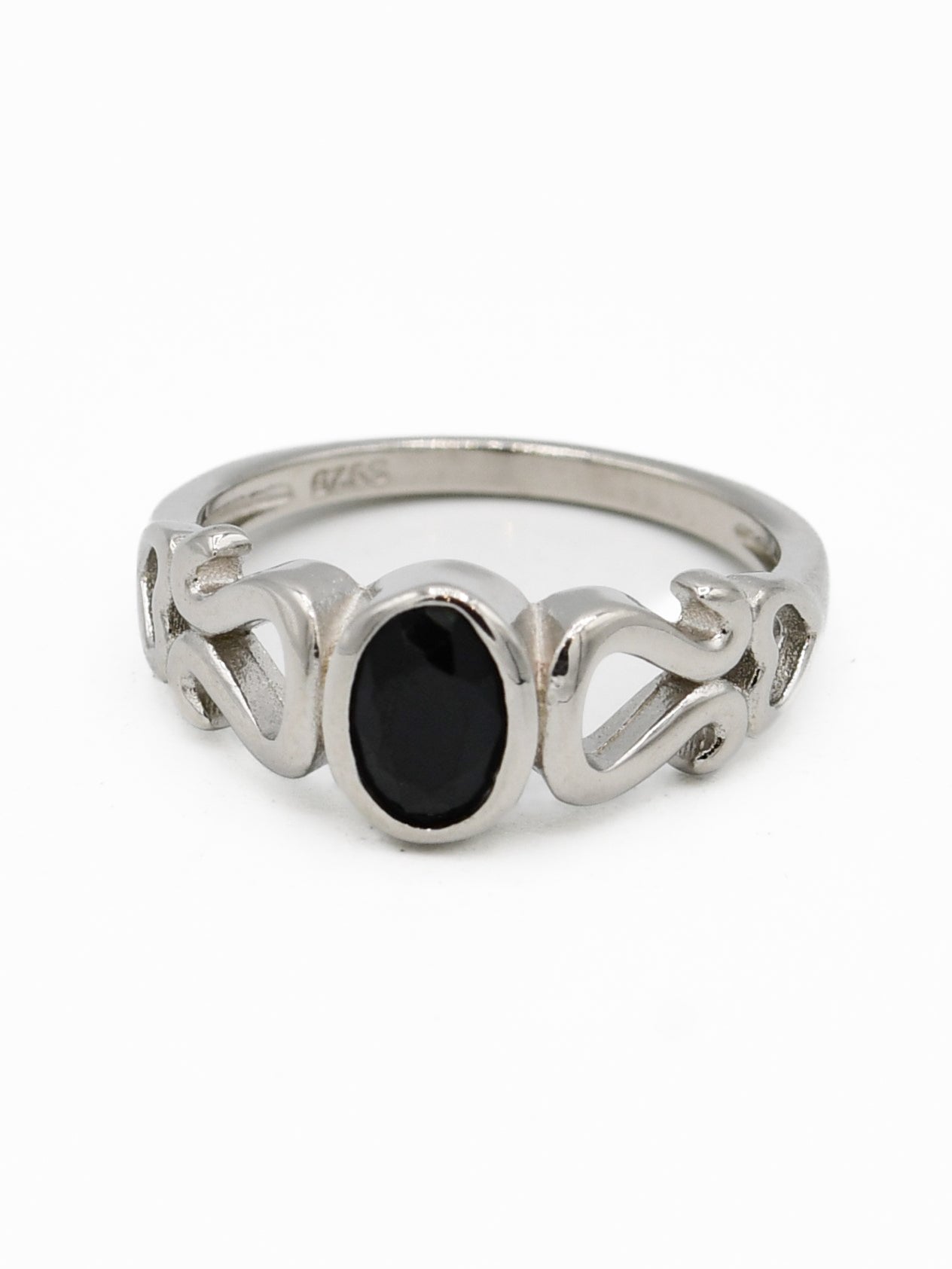 Silver Black Stone Baby Ring - Roop Darshan