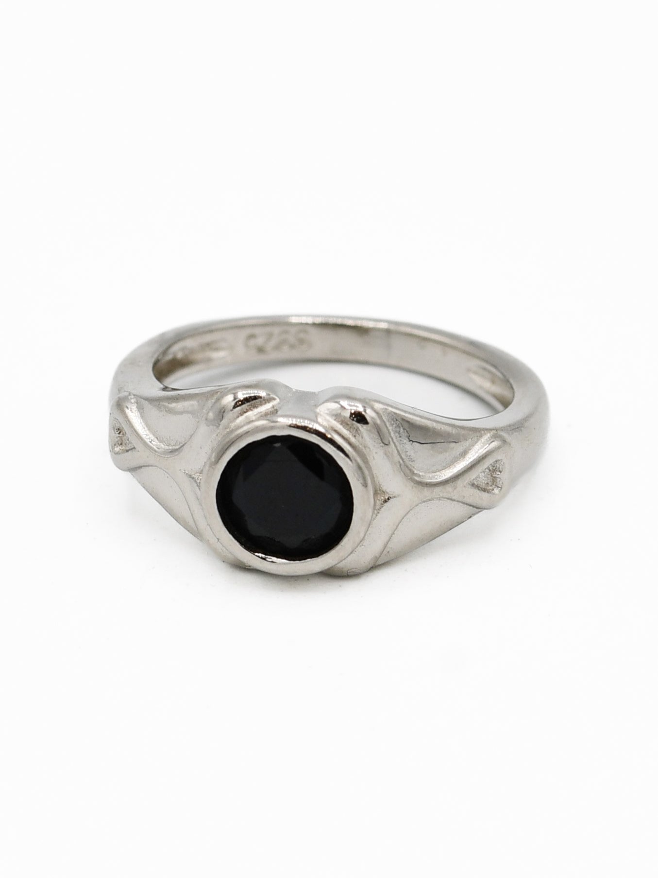 Silver Black Stone Baby Ring - Roop Darshan