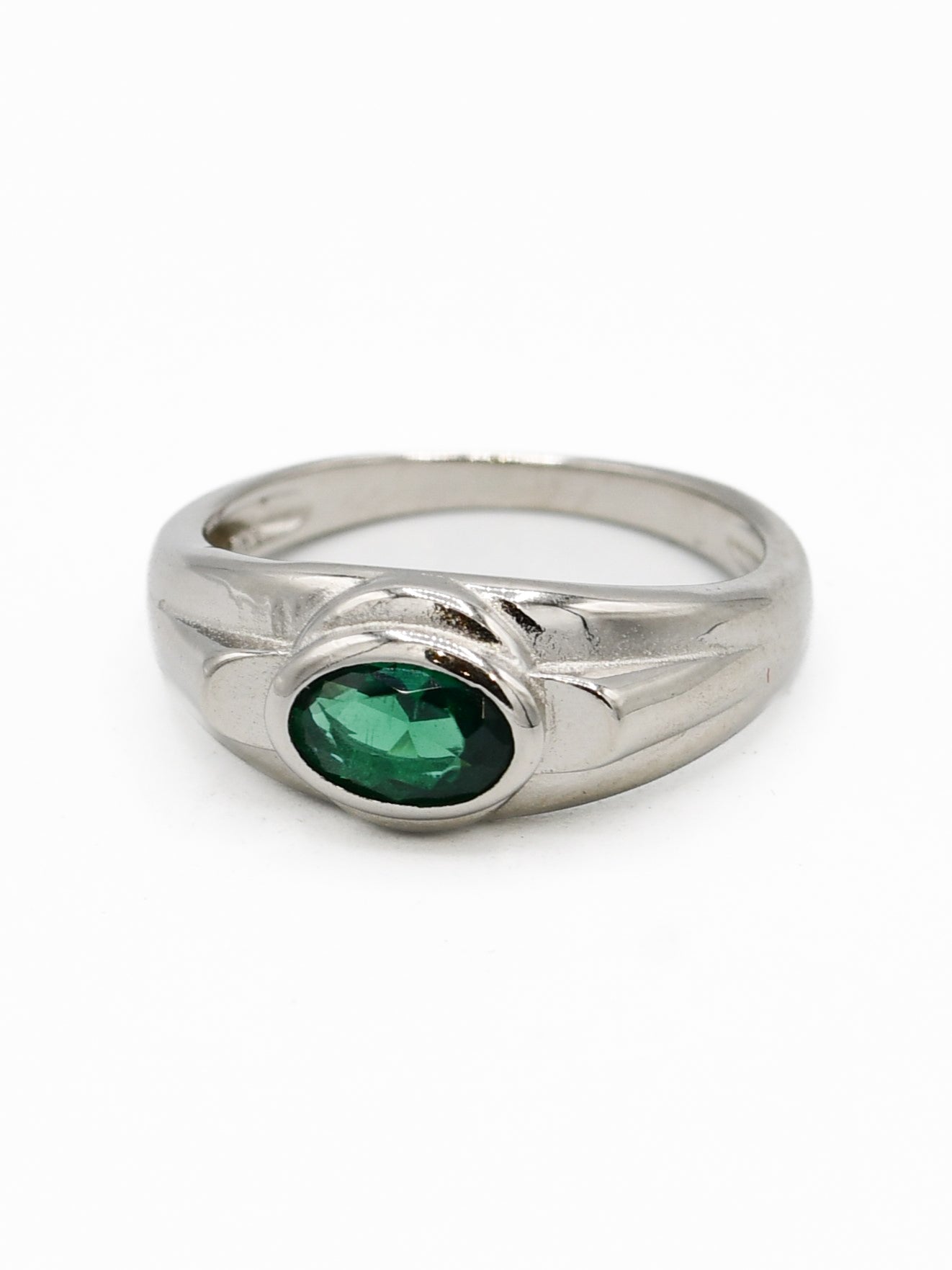 Silver Green Stone Baby Ring - Roop Darshan