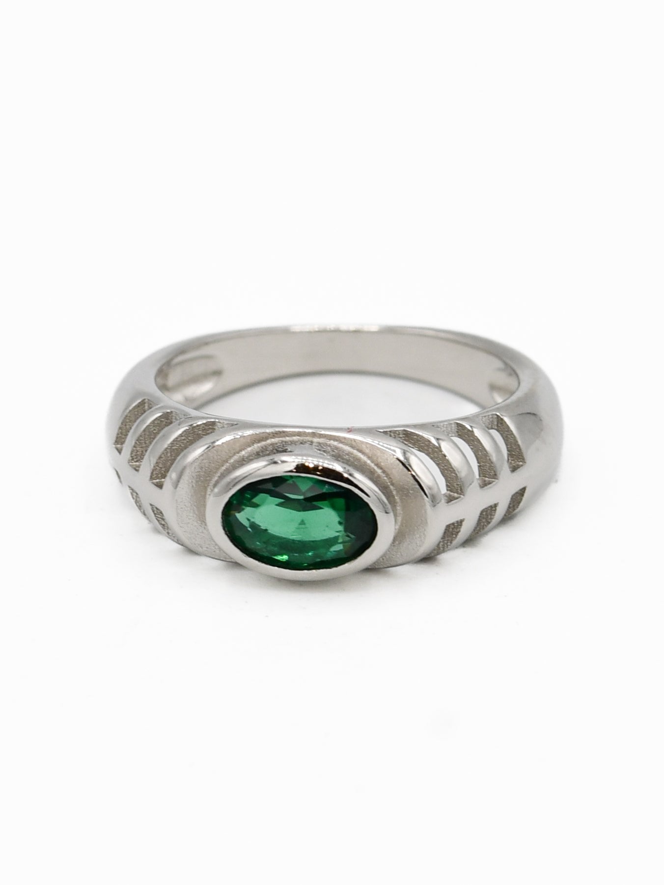 Silver Green Stone Baby Ring - Roop Darshan